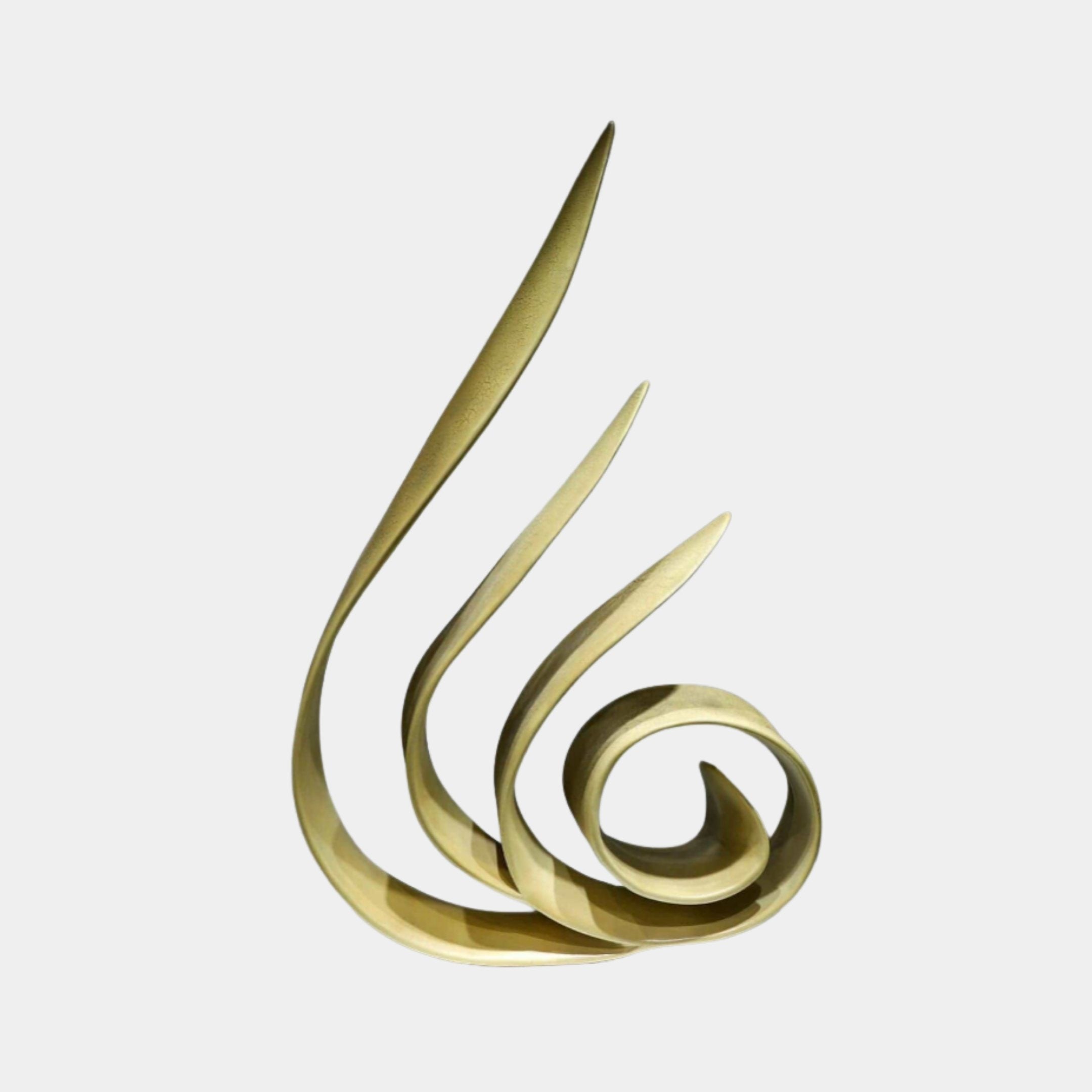 Gold Flowing Flame Stainless Steel Sculpture - 160cm