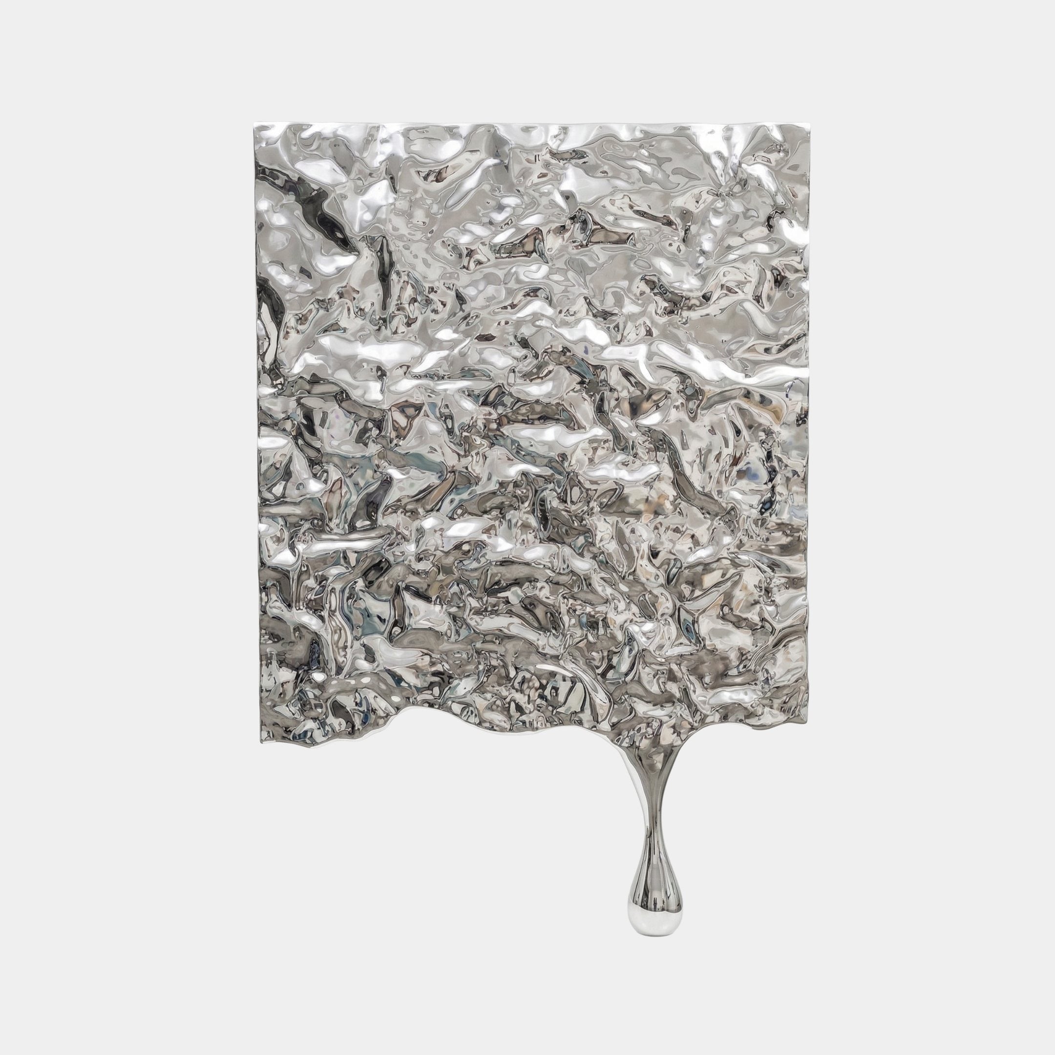 Silver Crumpled Metal Sculpture - 150cm