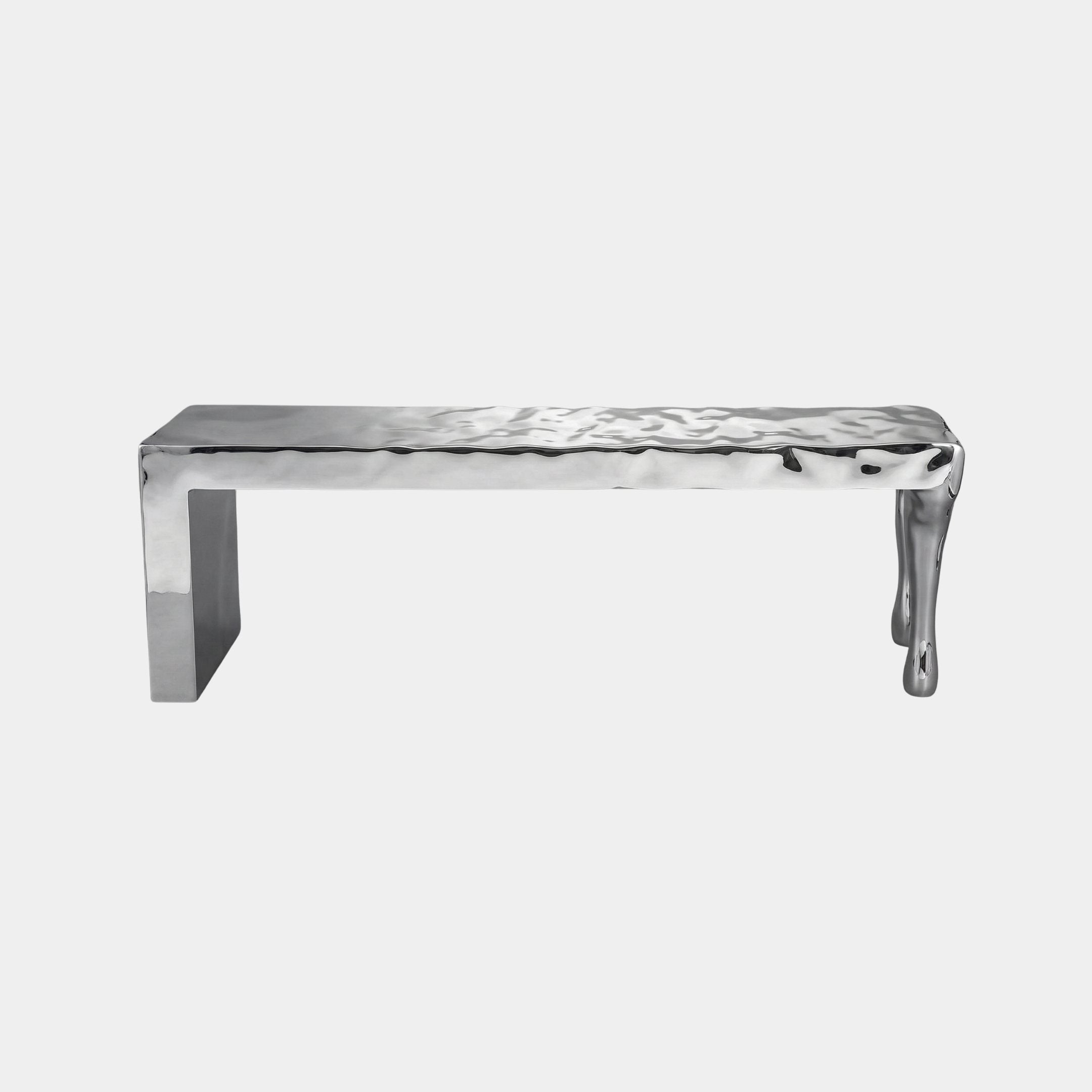 Silver Mirror-Polished Organic Coffee Table Stainless Steel - 120cm