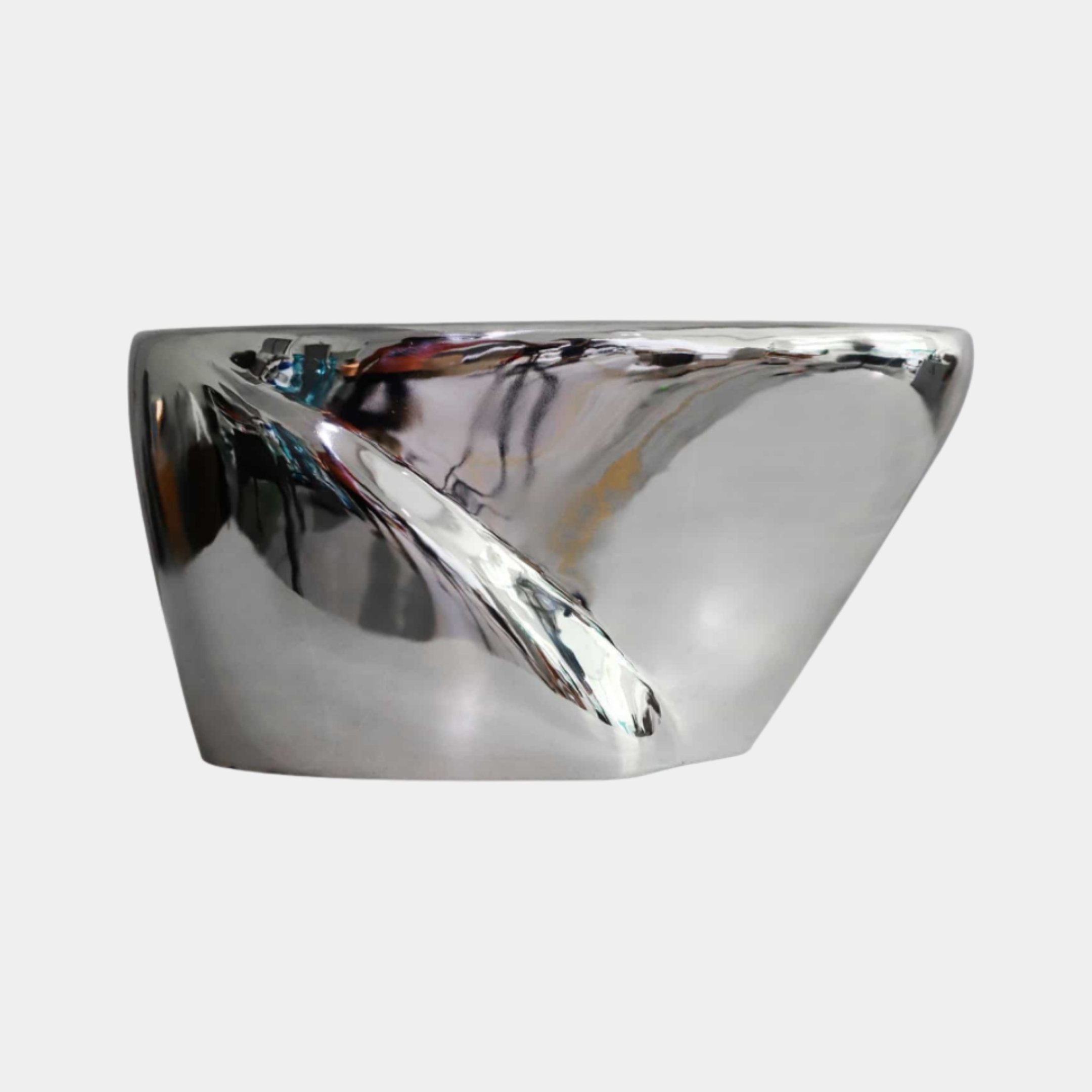 Silver Mirror-Polished Fluid Form Stainless Steel Sculpture - 65cm