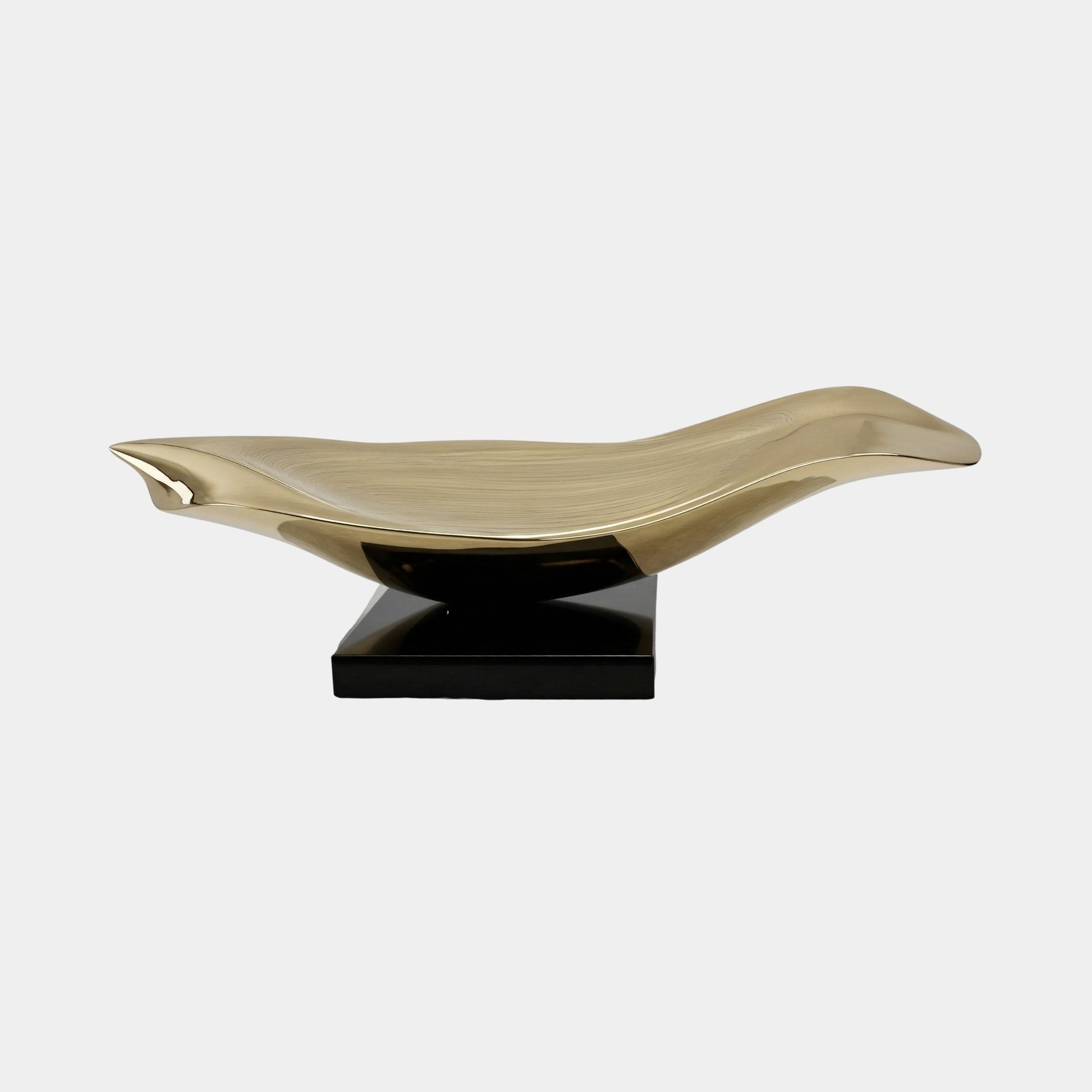 Gold Mirror-Polished Curved Bowl Stainless Steel Sculpture - 155cm