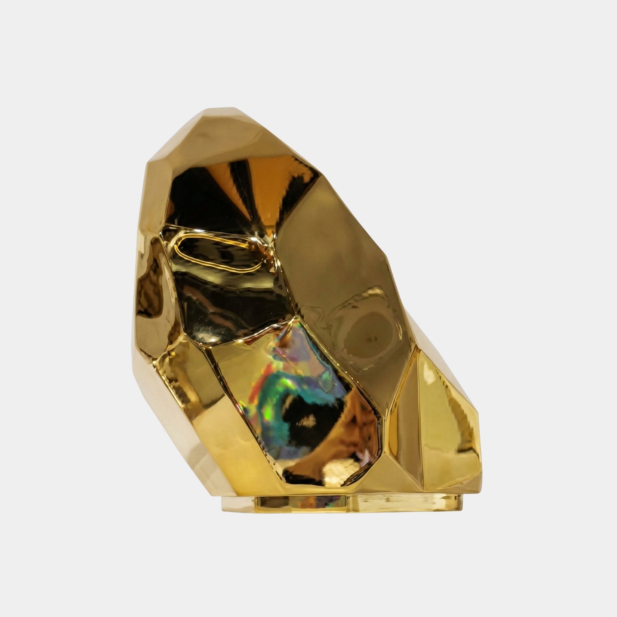 Gold Rock Form Stainless Steel Sculpture - 50cm
