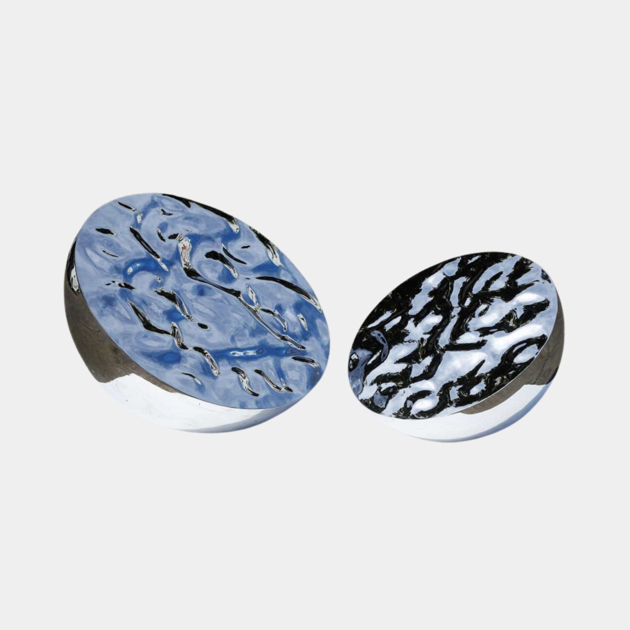 Silver Rippled Disc Stainless Steel Sculpture - 61/81cm