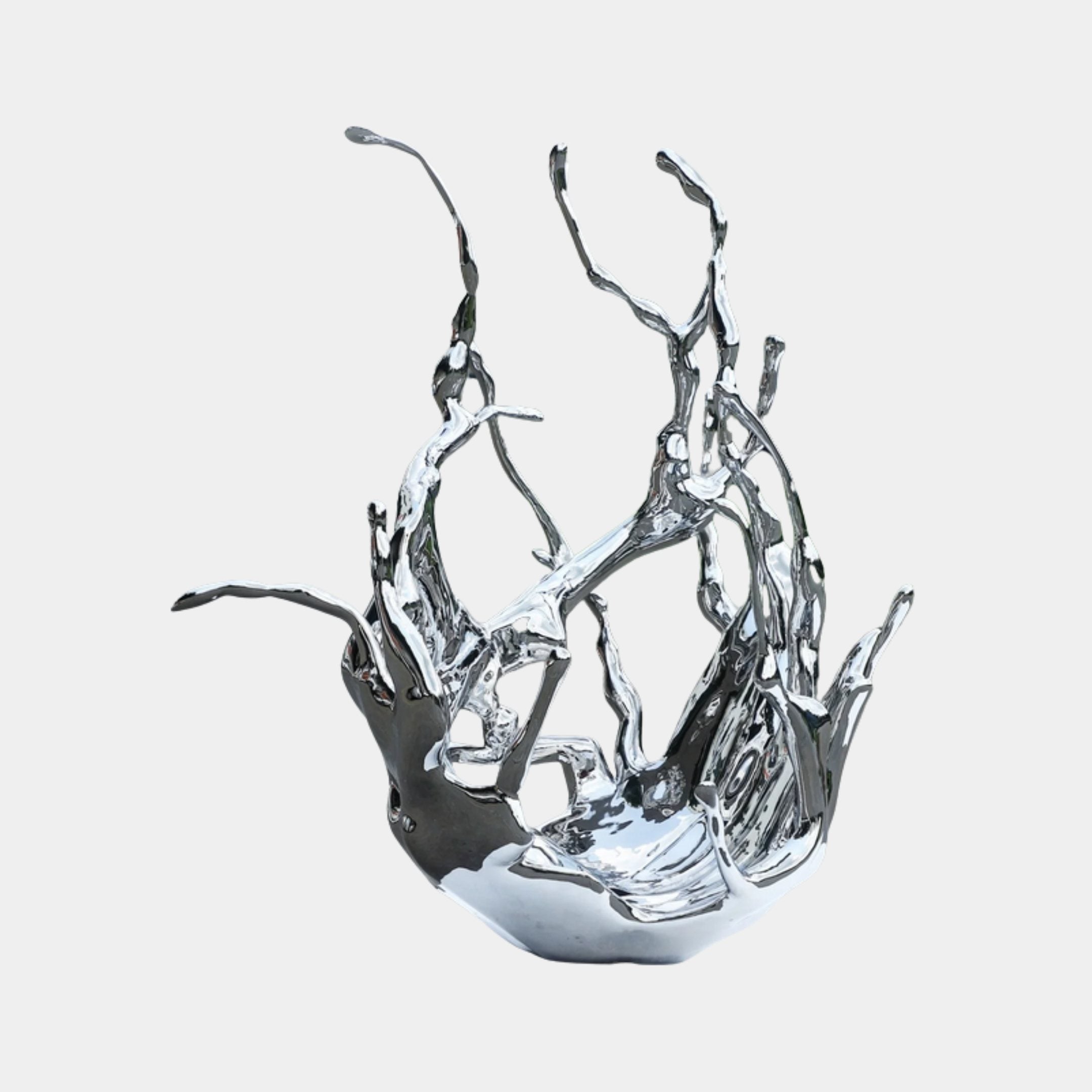 Silver Mirror-Polished Abstract Water Splash Stainless Steel Sculpture - 170cm