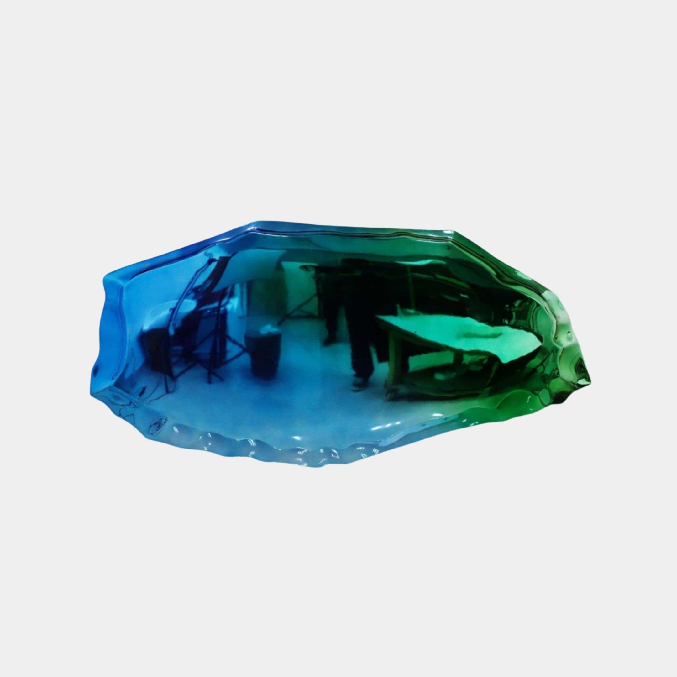Blue and Green Faceted Crystal Rock Stainless Steel Wall Art - 118cm