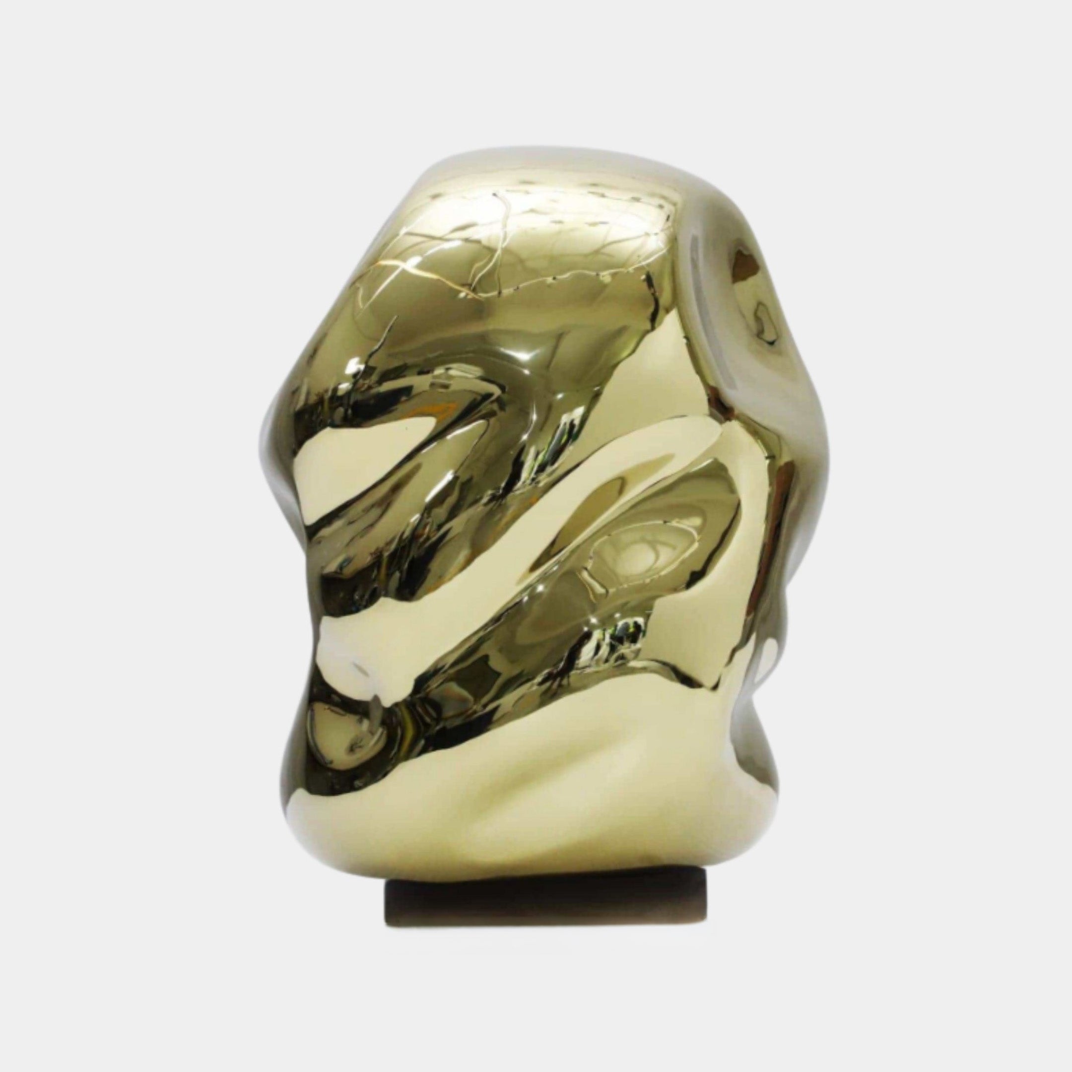 Gold Boulder Form Metal Sculpture - 53cm