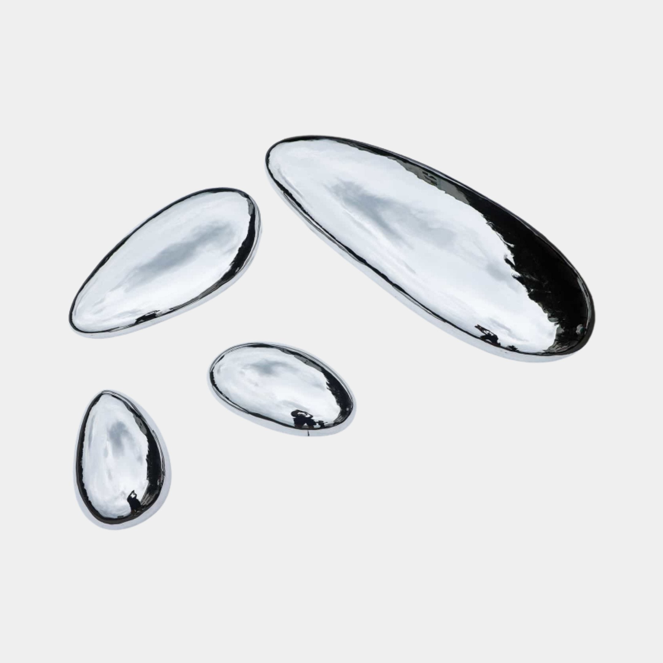 Silver Polished Pebble Collection Stainless Steel Sculpture