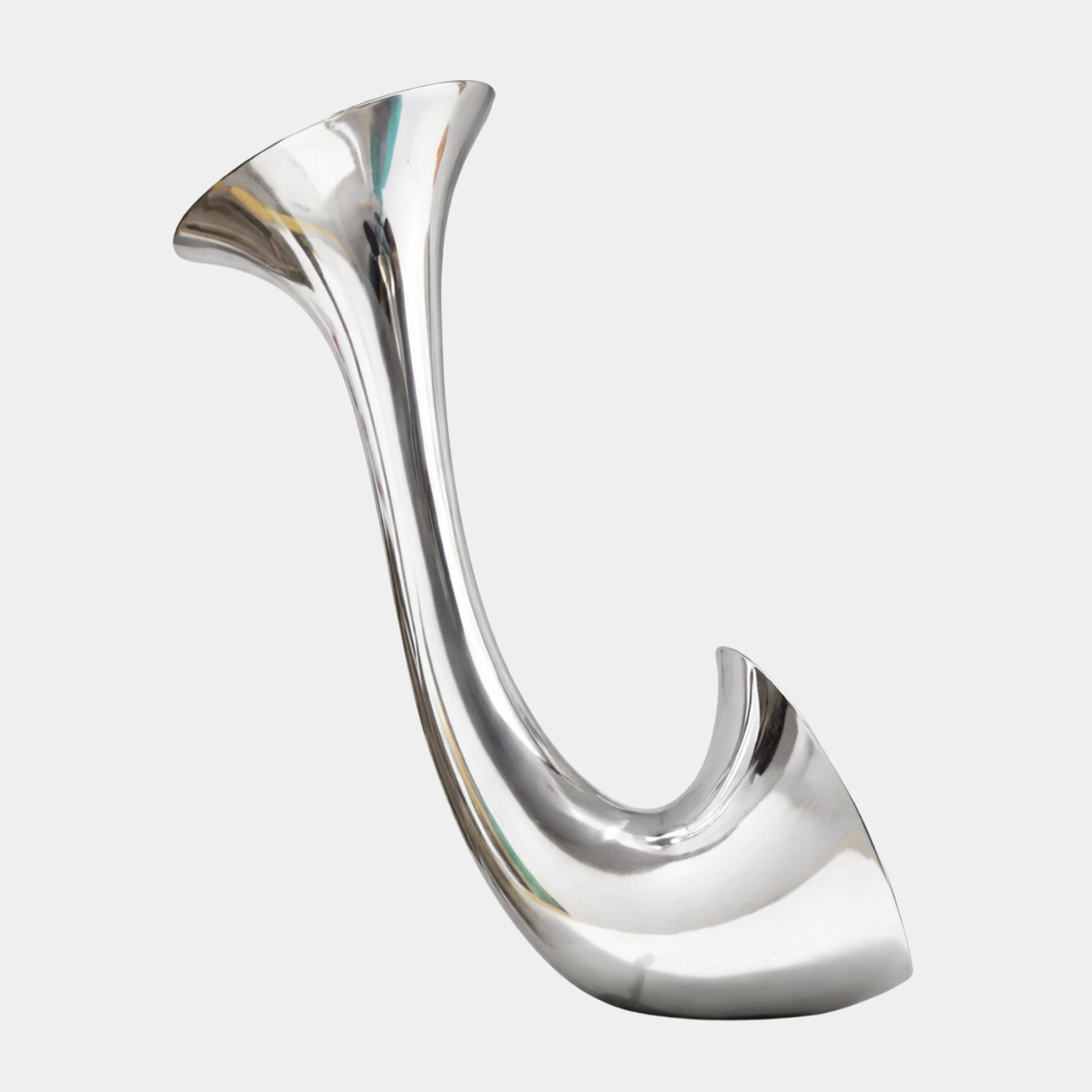 Silver Curved Horn Stainless Steel Sculpture - 330cm