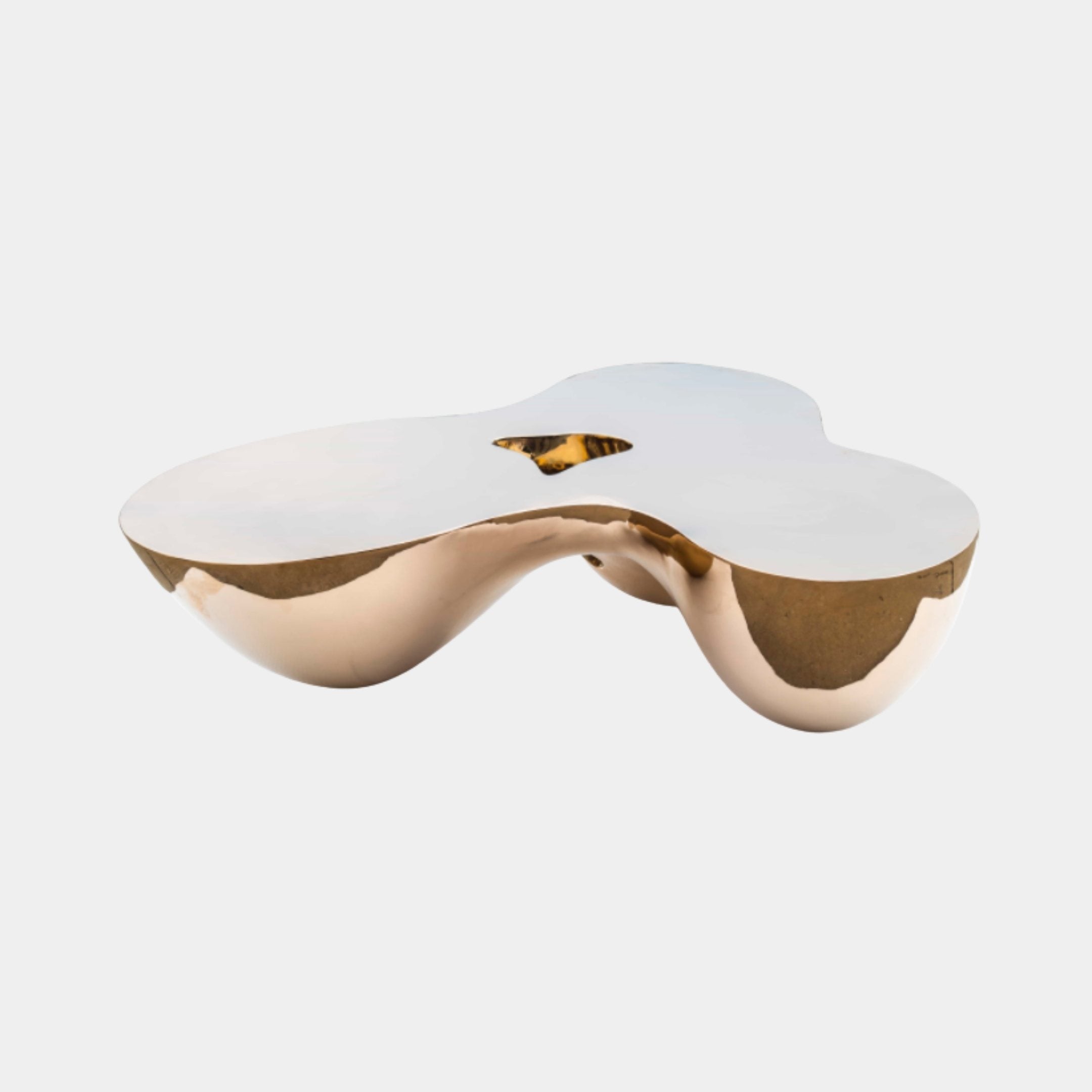 Rose Gold and White Organic Table Stainless Steel Sculpture - 150cm
