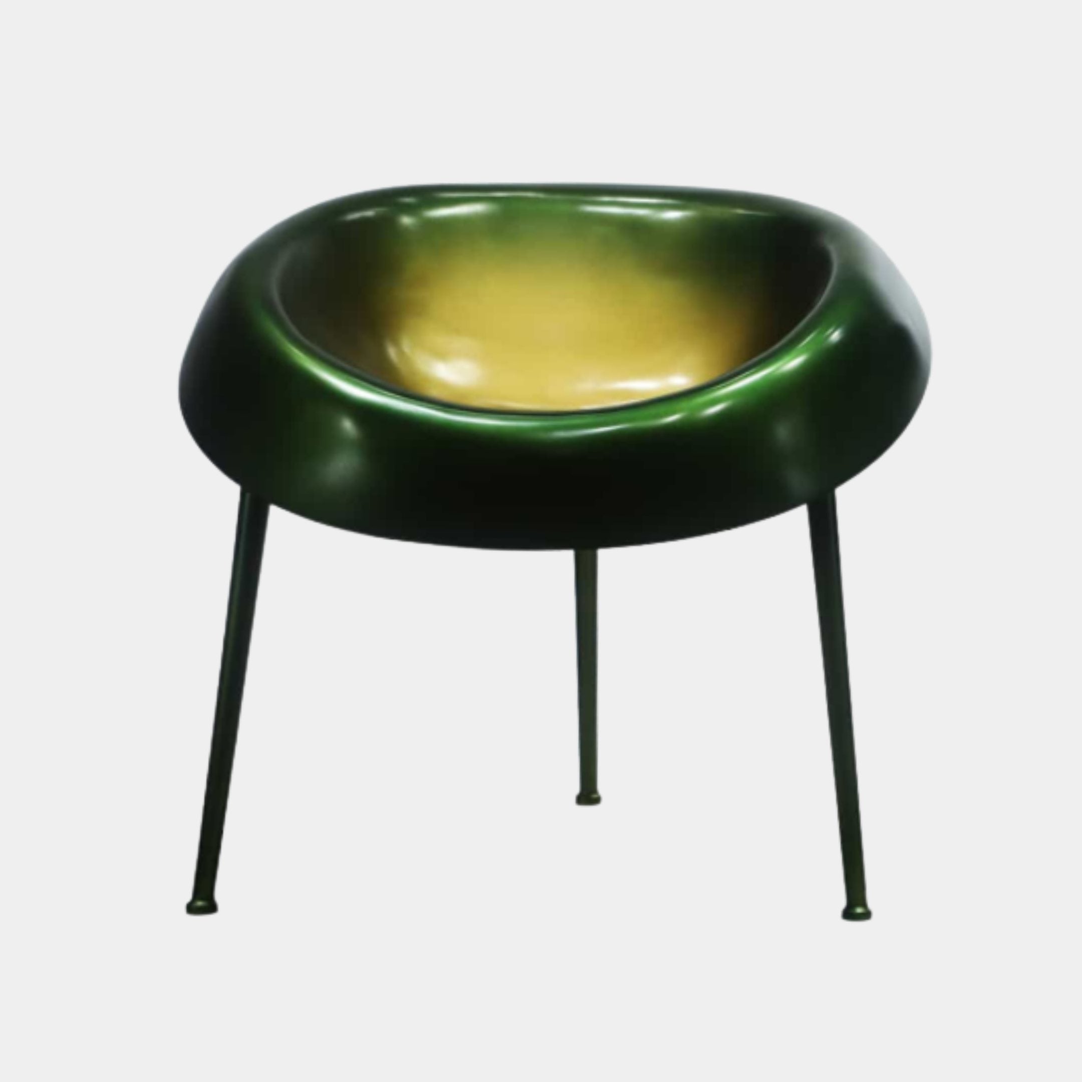 Green Metallic Bowl on Tripod Stand Sculpture - 75cm