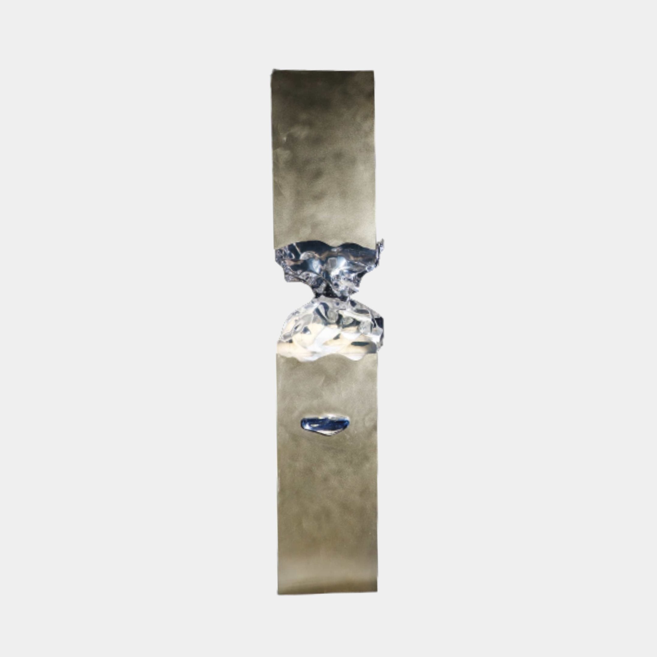 Gold Abstract Column with Marble Base Metal Sculpture - 210cm