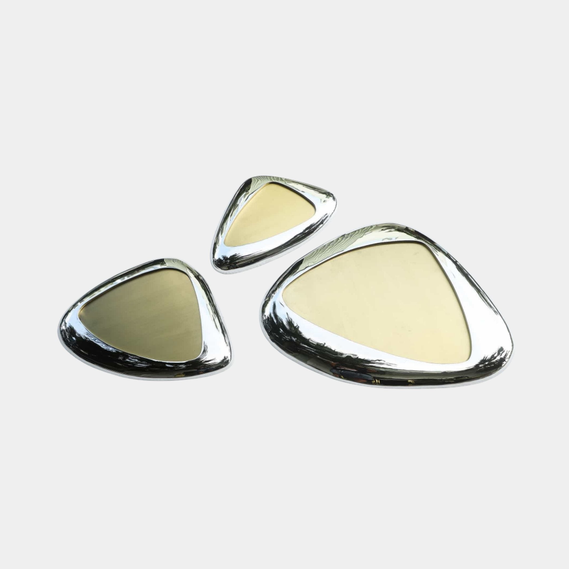 Gold and Silver Polished Triangle Set Stainless Steel Wall Art - 55cm