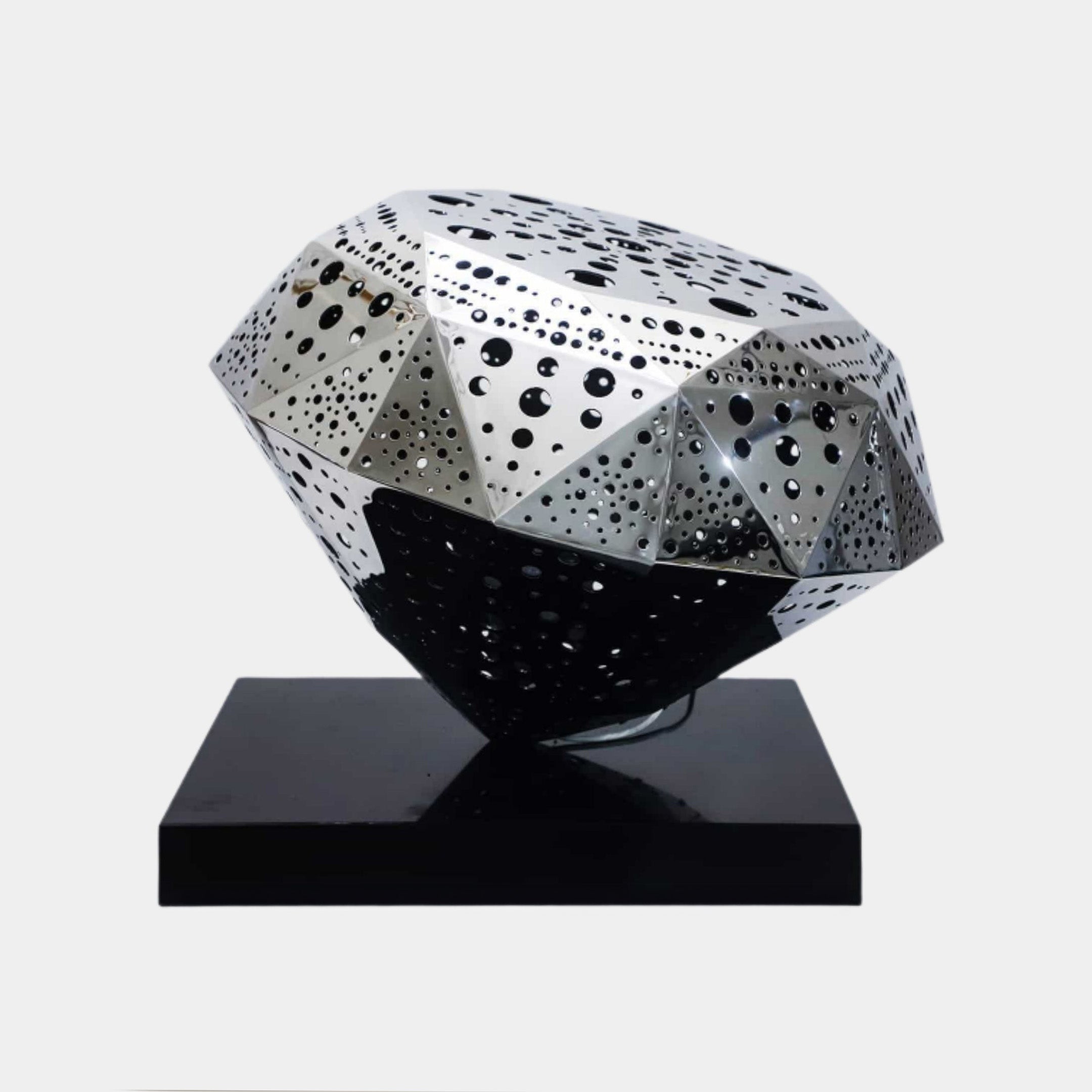 Silver Faceted Polyhedron Stainless Steel Sculpture - 78cm