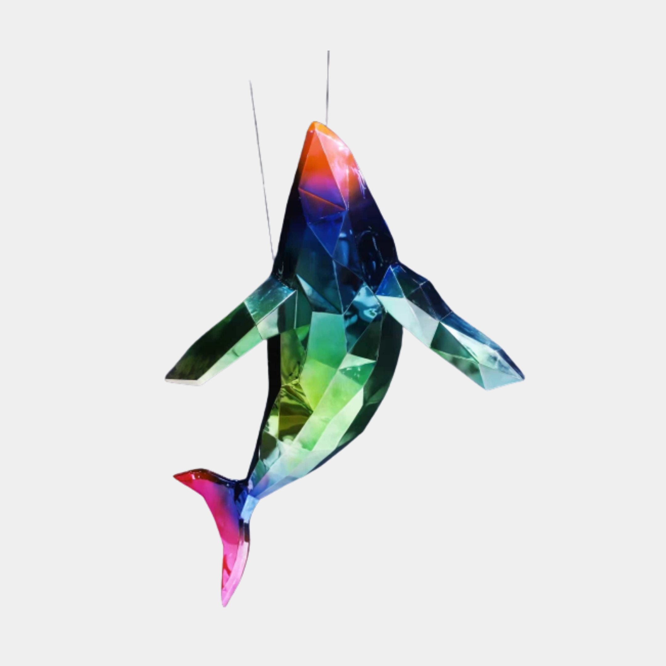 Multi-Colour Faceted Fish Hanging Metal Sculpture - 220cm