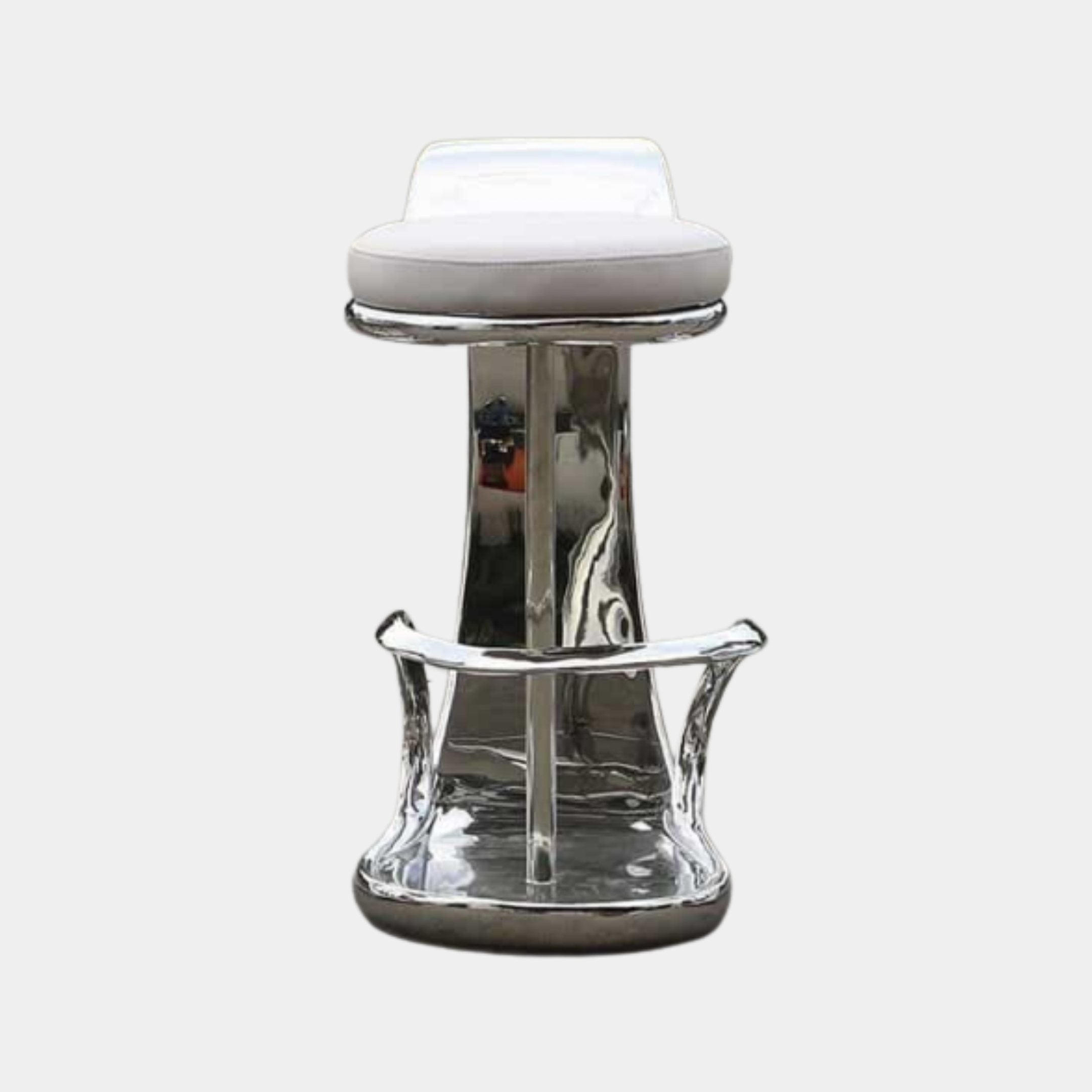 Silver Bar Stool Stainless Steel Sculpture - 82cm