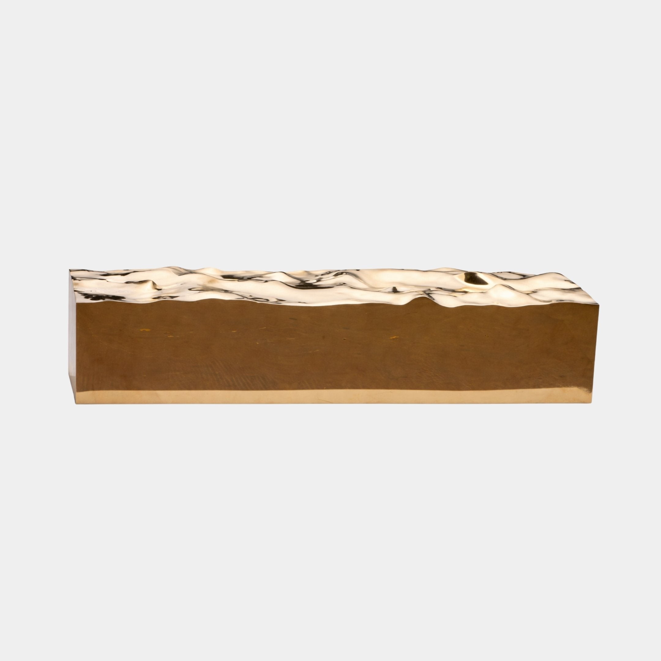 Gold Sculptural Metal Wave Bench - 190cm