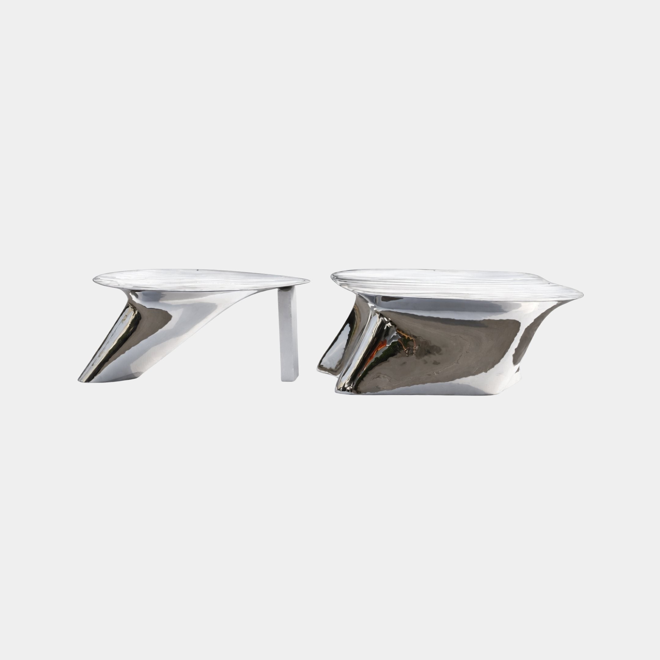Silver Abstract Sculptural Bench Stainless Steel - 260cm
