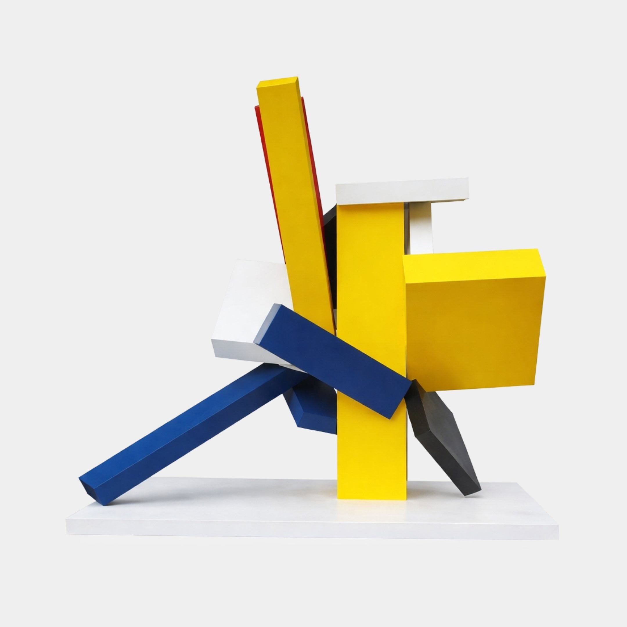 Yellow and Blue Geometric Block Stainless Steel Sculpture - 247cm