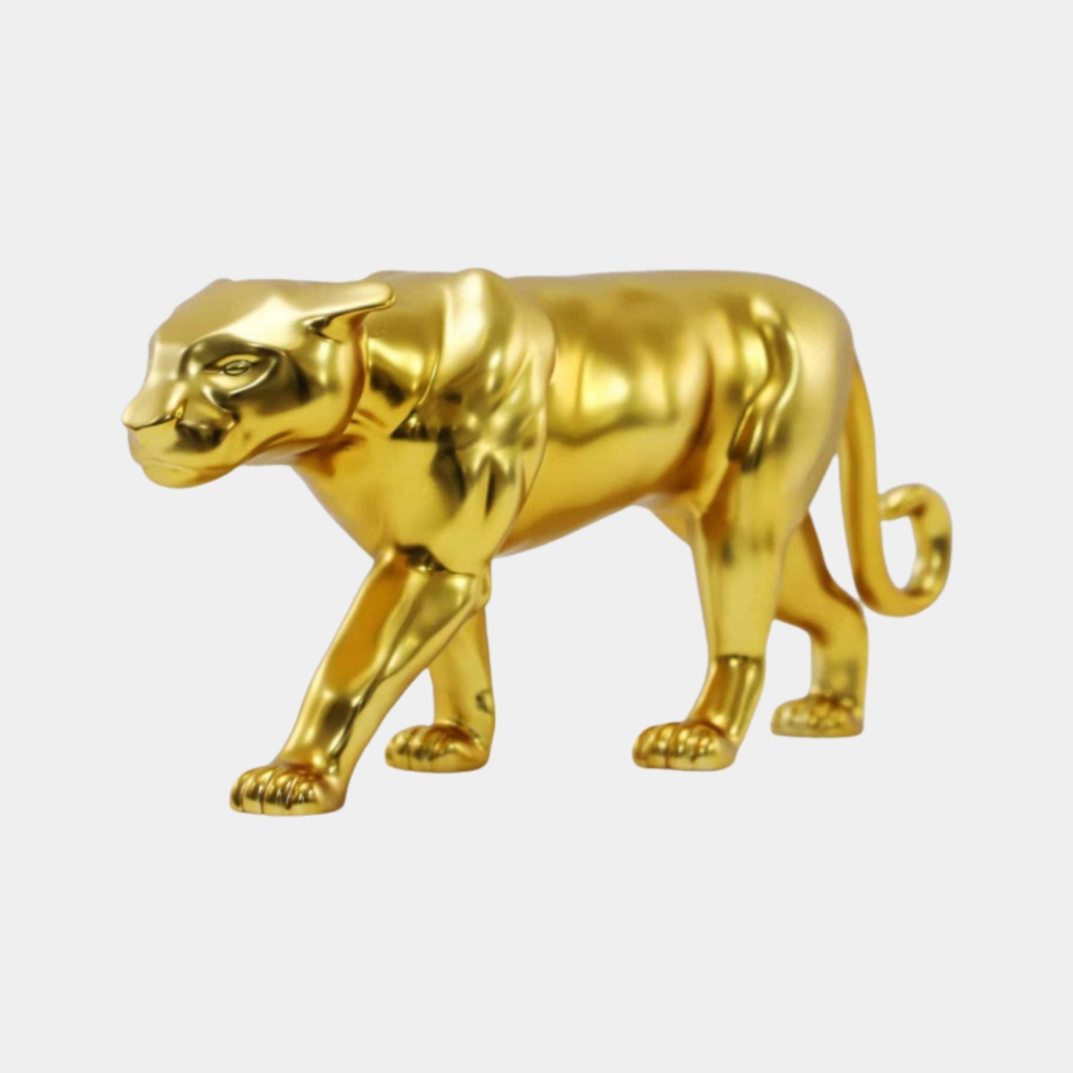Gold Polished Standing Panther Stainless Steel Sculpture - 55cm