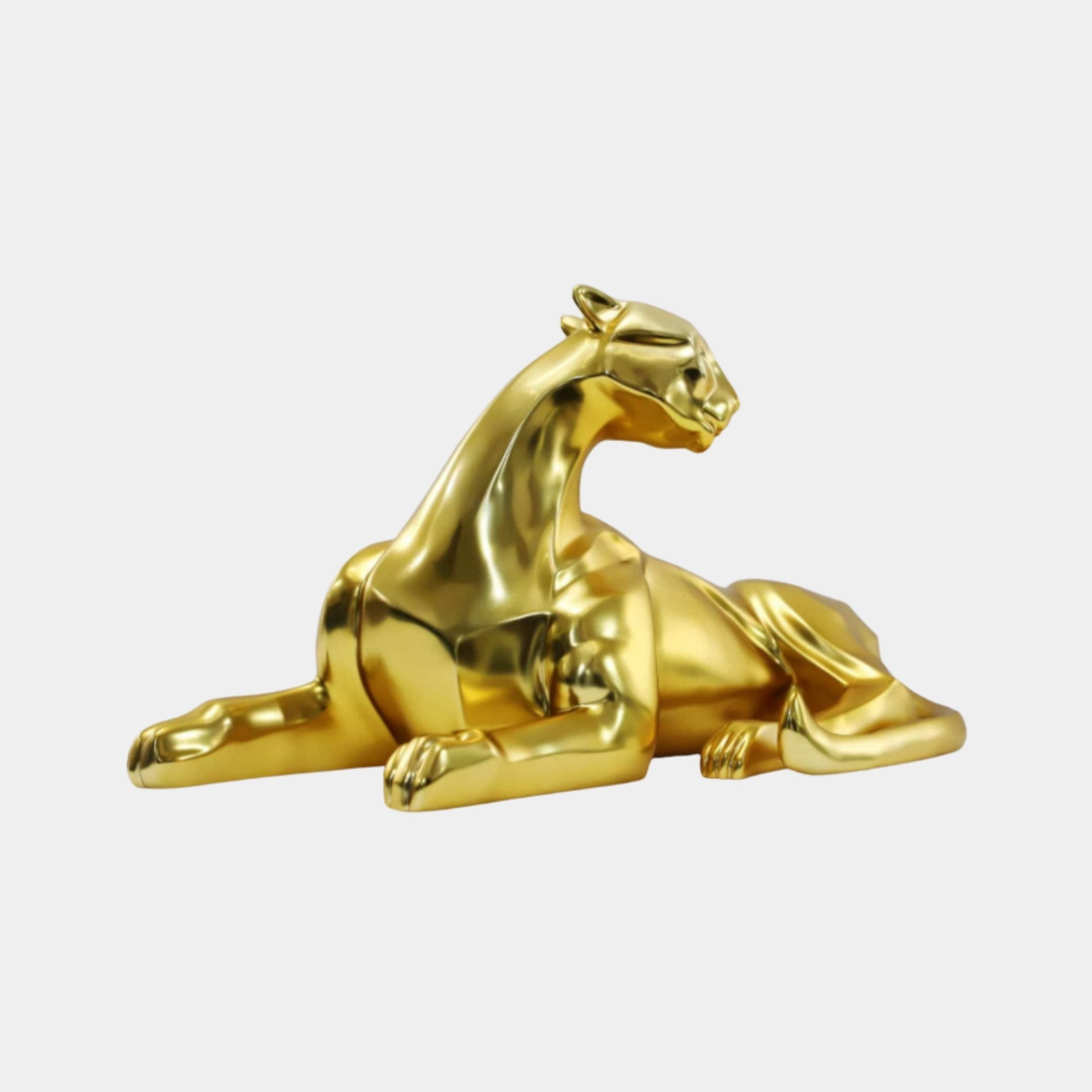 Gold Polished Panther Stainless Steel Sculpture - 50cm