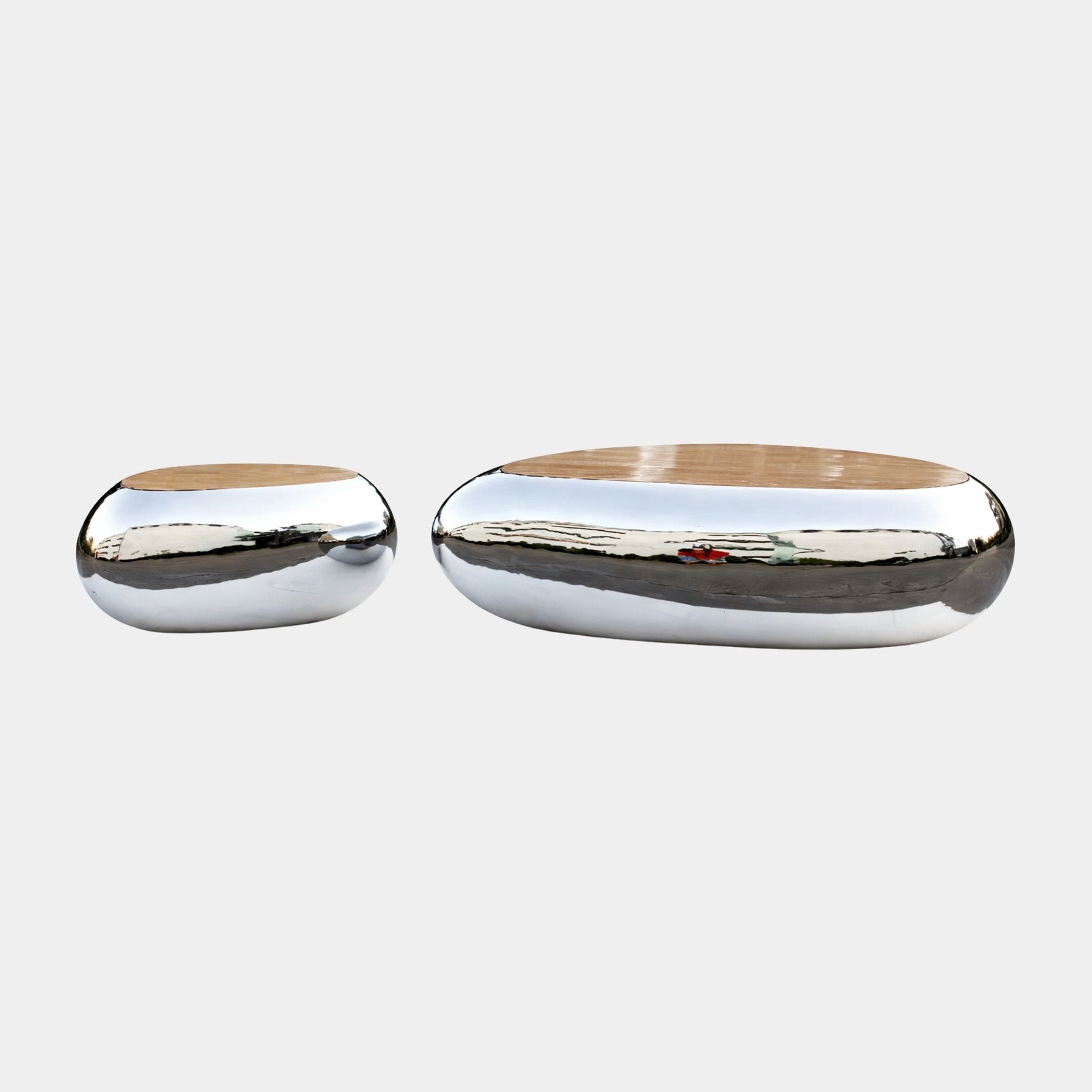 Silver Side Table Stainless Steel Sculpture - 80–120cm