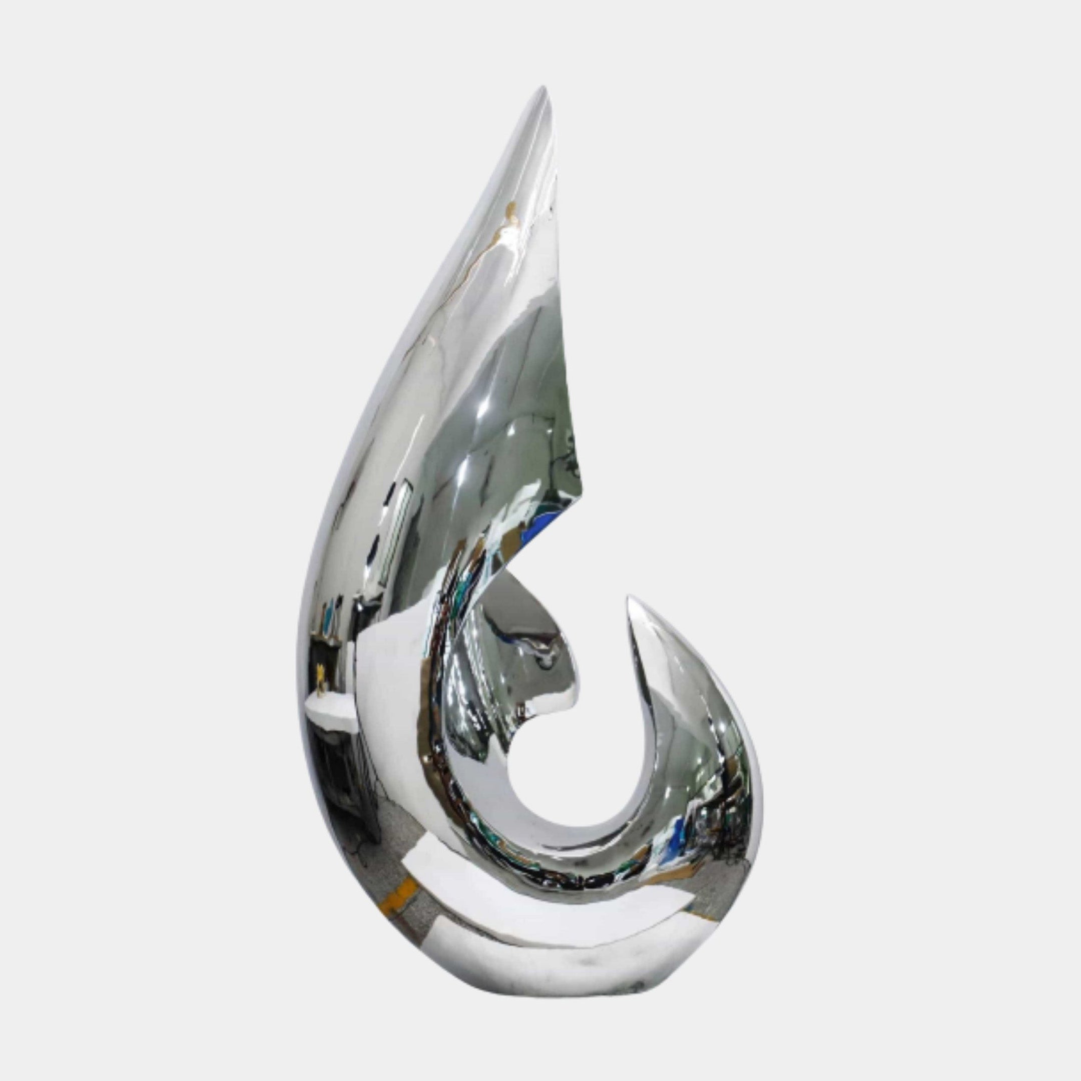 Silver Flame Curl Stainless Steel Sculpture - 150cm