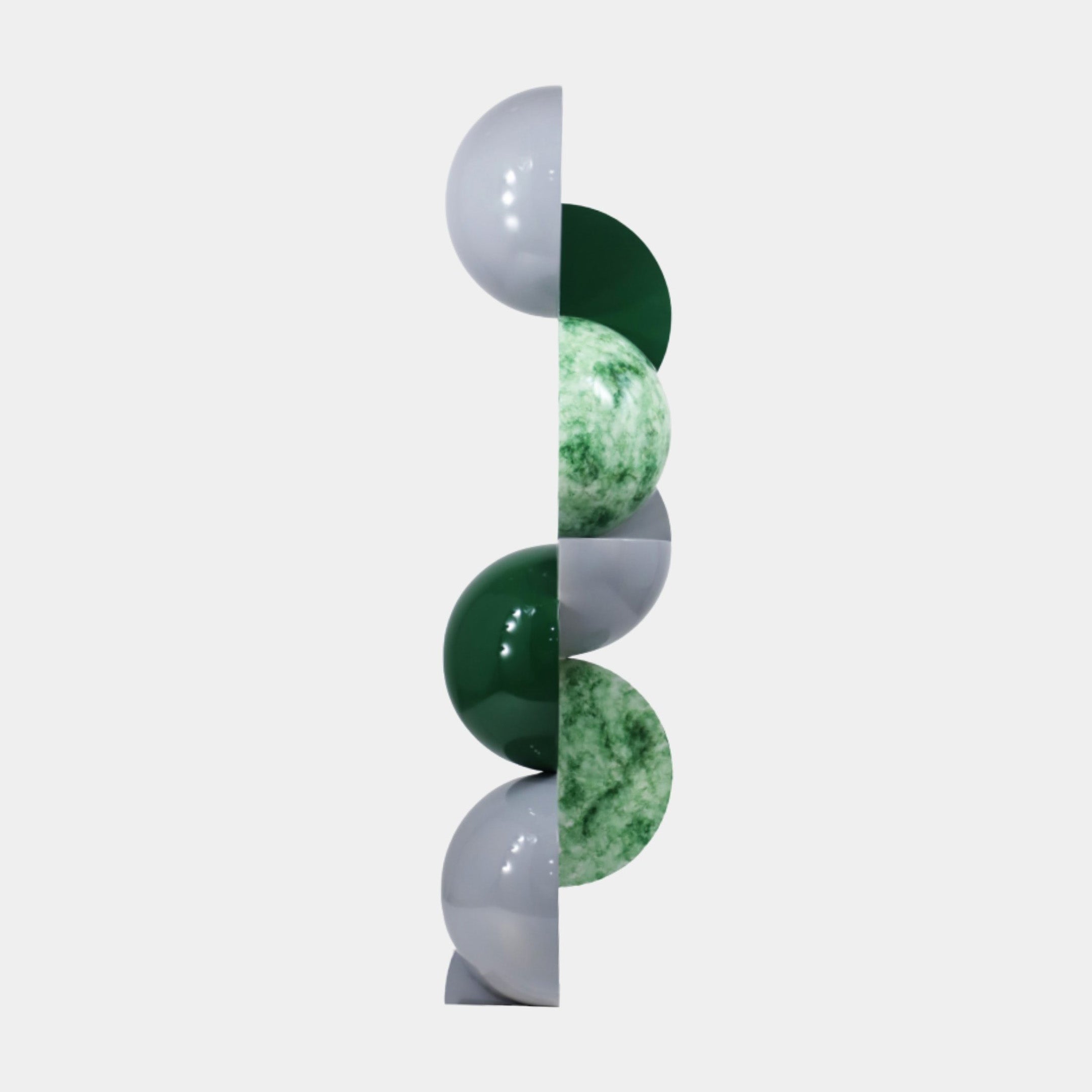 Green and White Abstract Sphere Column Metal Sculpture - 150cm