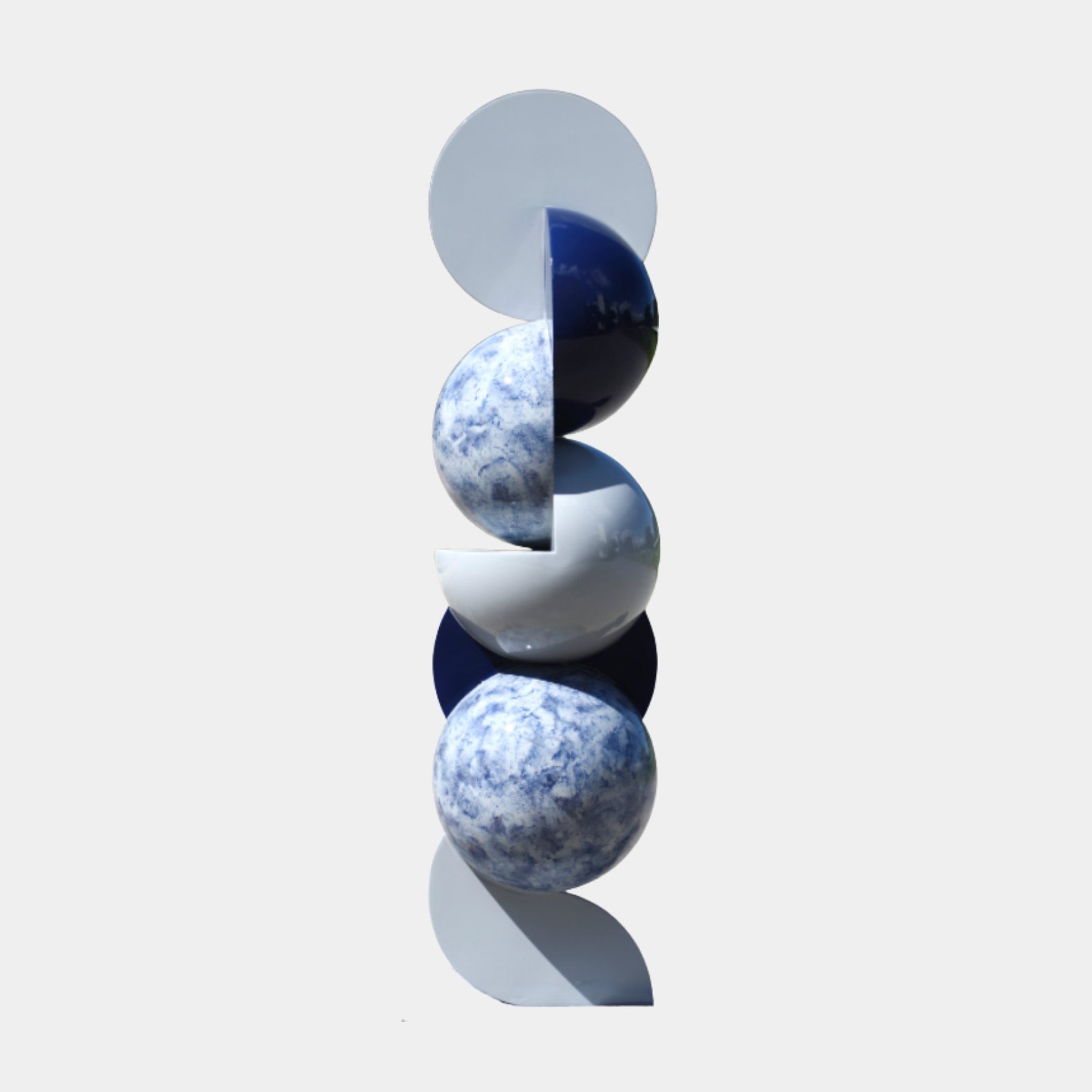 Blue and White Abstract Sphere Column Metal Sculpture - 150cm