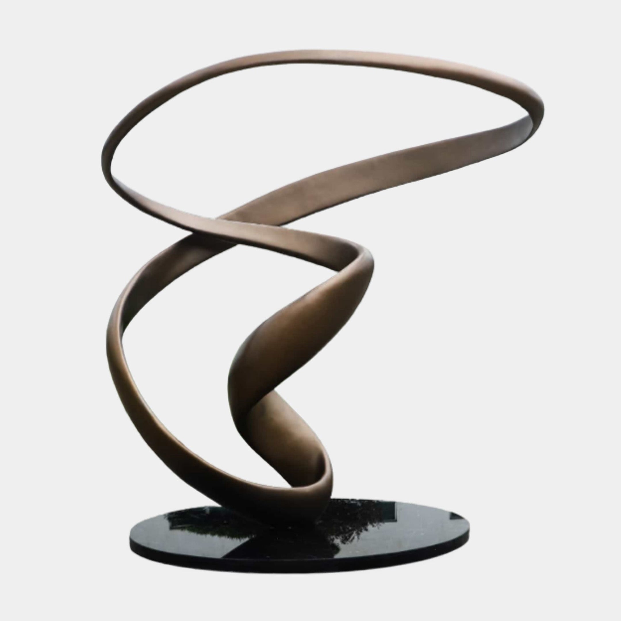Brown Abstract Flowing Ribbon Stainless Steel Sculpture - 205cm