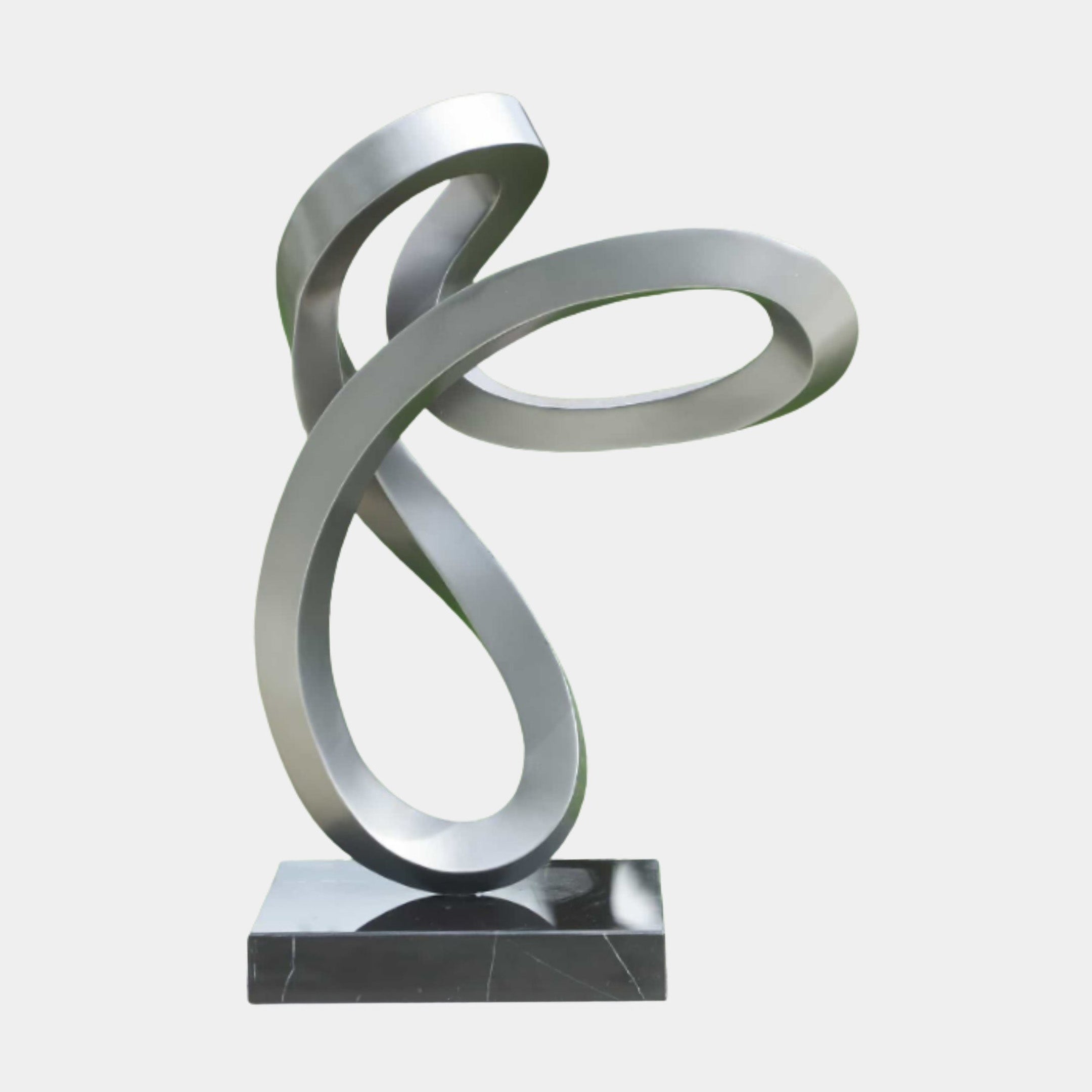 Silver Abstract Infinity Scroll Stainless Steel Sculpture - 65cm