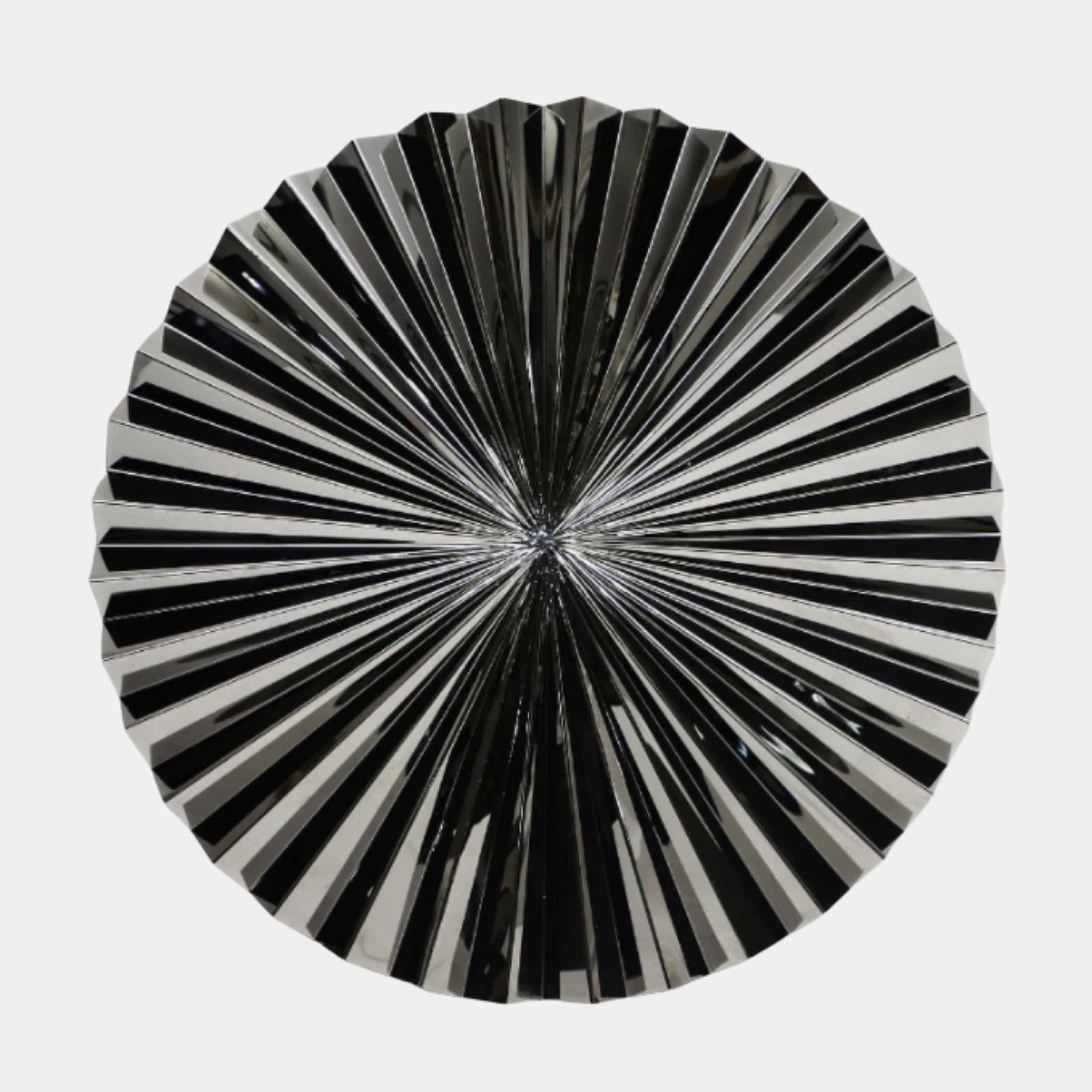 Silver Sunburst Radiating Disc Stainless Steel Sculpture - 85cm
