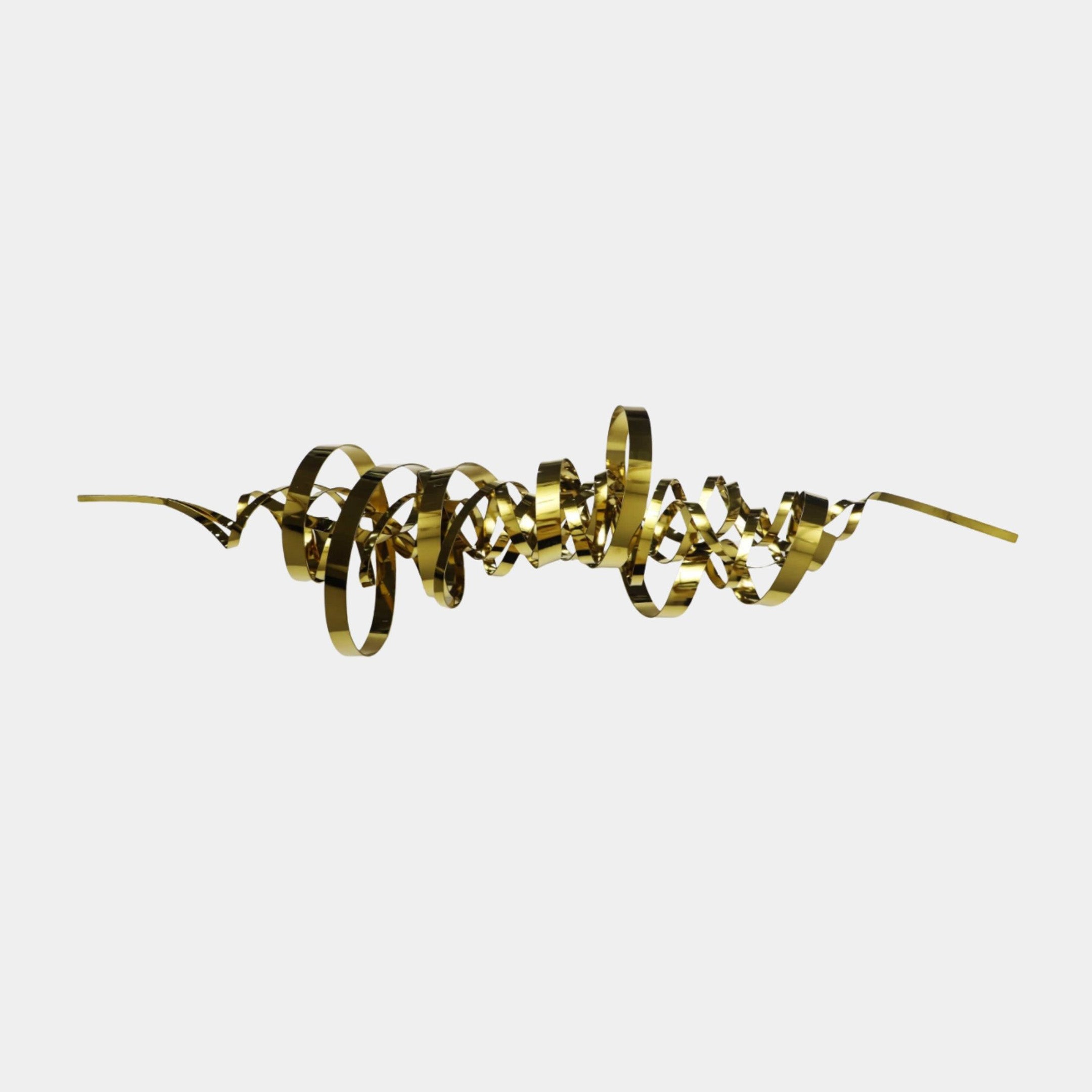 Gold Abstract Cloud Wave Stainless Steel Sculpture - 130cm