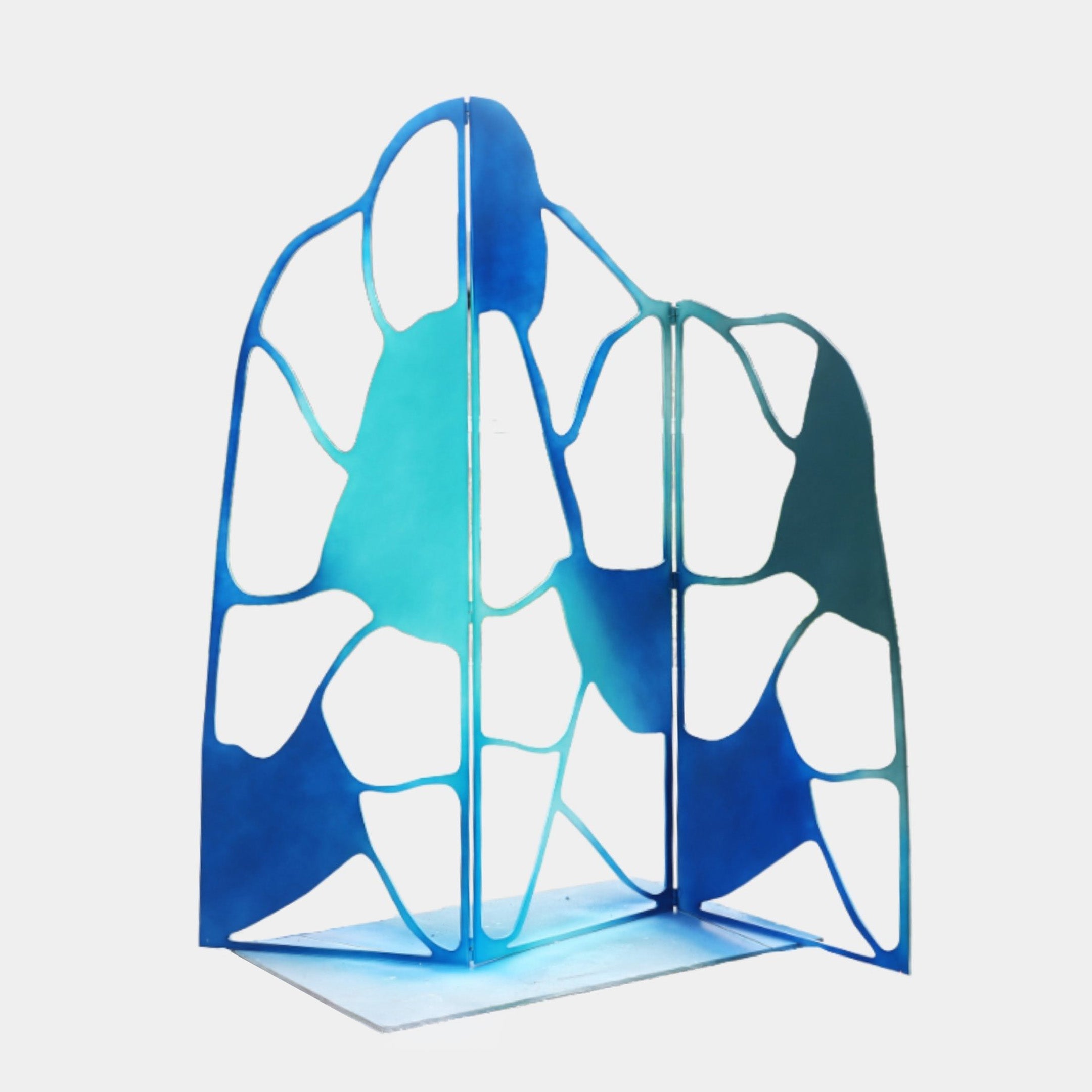 Blue Organic Lattice Screen Stainless Steel Sculpture - 225cm