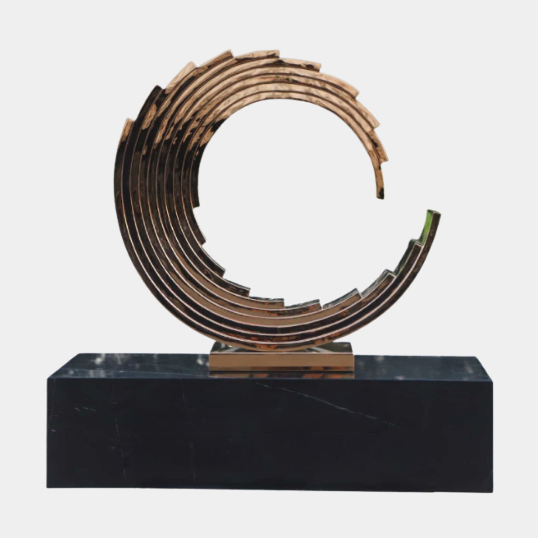 Copper Concentric Rings Stainless Steel Sculpture - 90cm