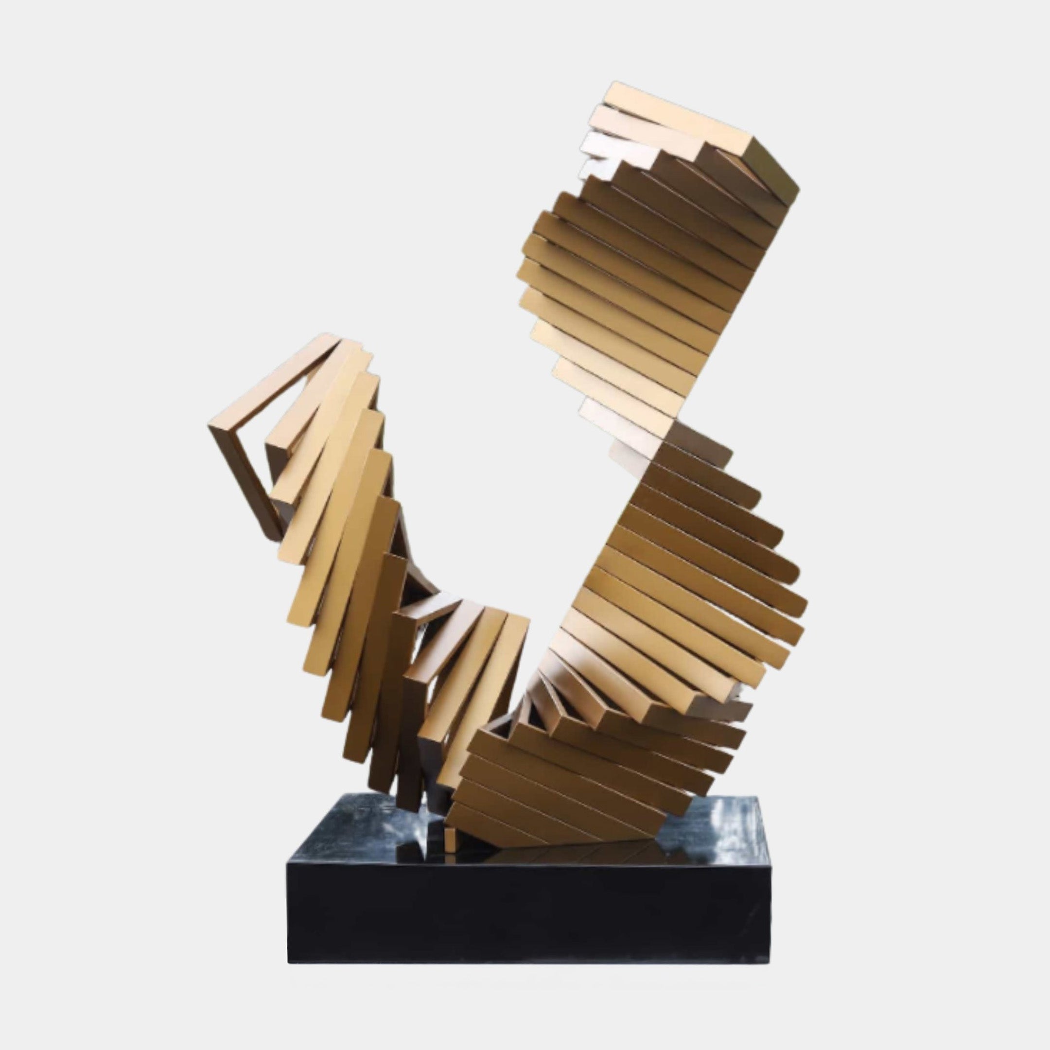 Gold Abstract Open Fan Stainless Steel Sculpture - 168cm