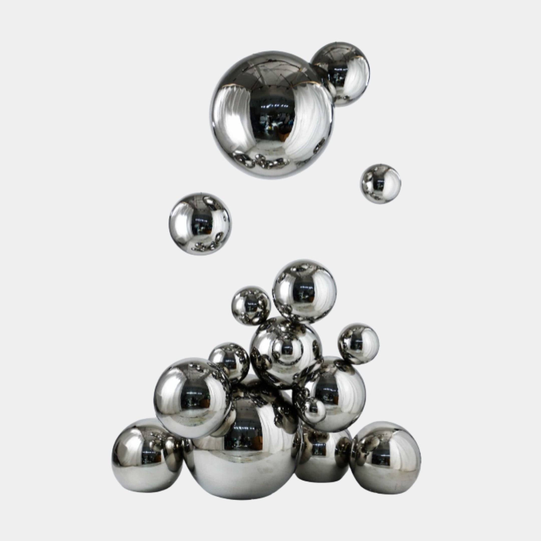Silver Cascading Sphere Cluster Stainless Steel Sculpture - 150cm