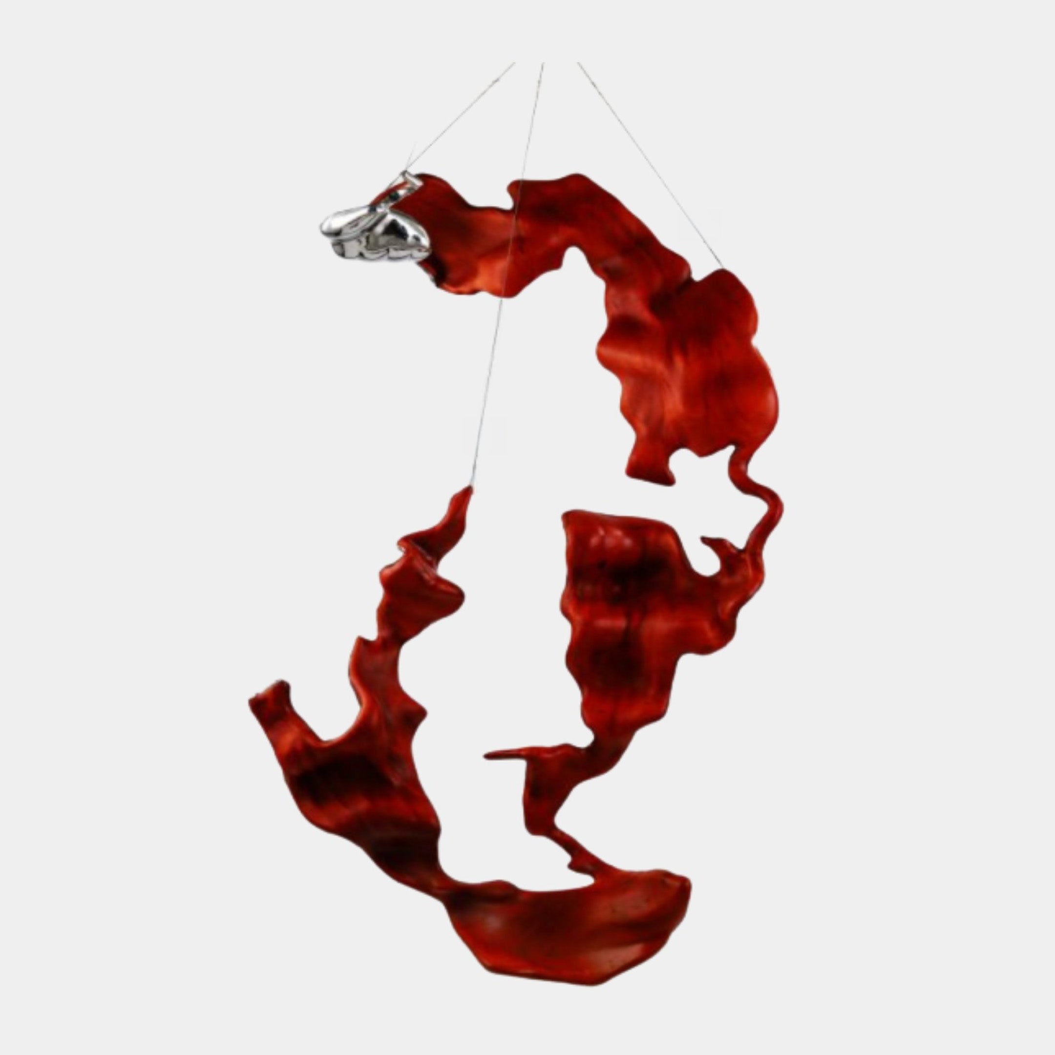 Red Abstract Flowing Tendrils Stainless Steel Sculpture - 150cm