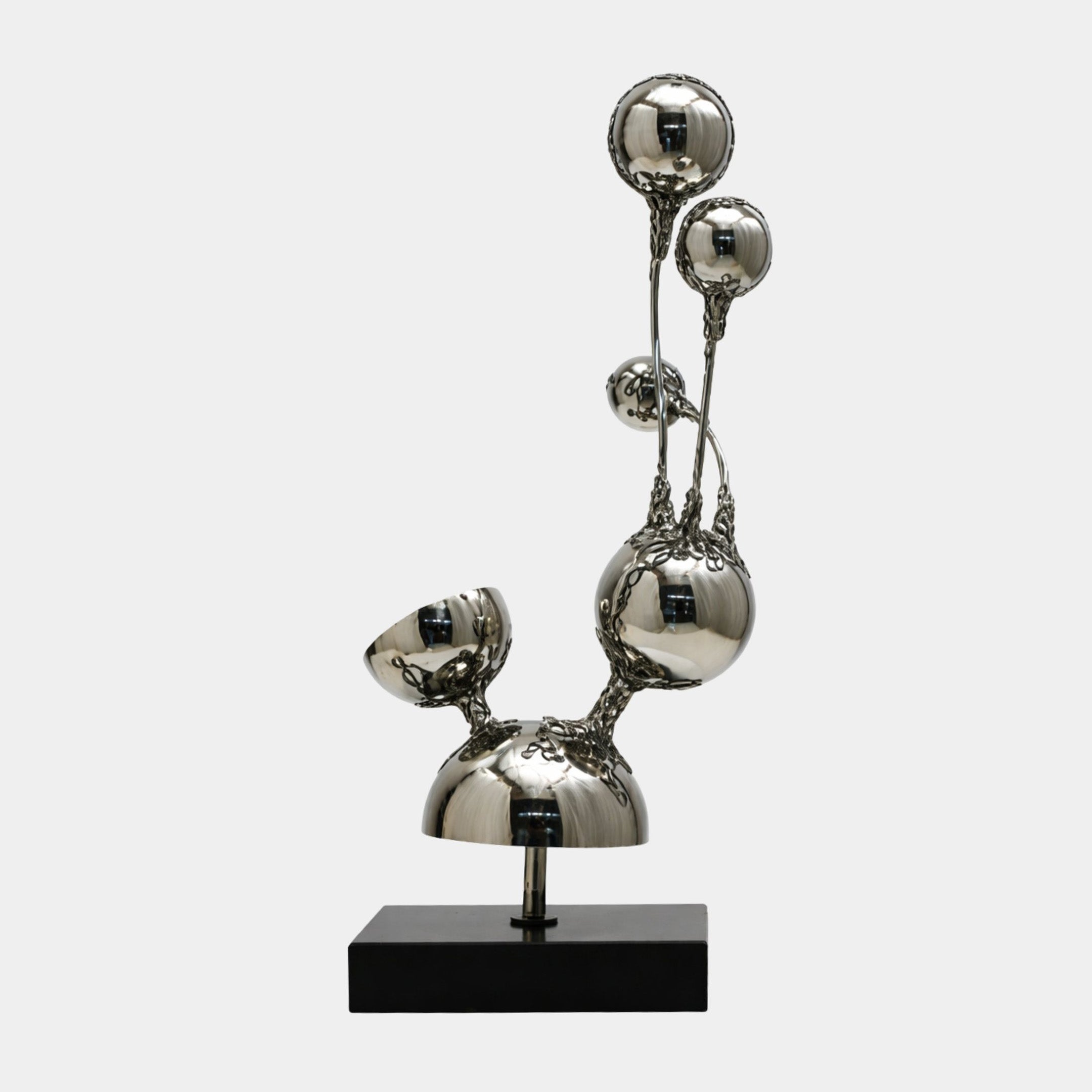 Silver Abstract Sphere Cluster on Stand Stainless Steel Sculpture - 56cm