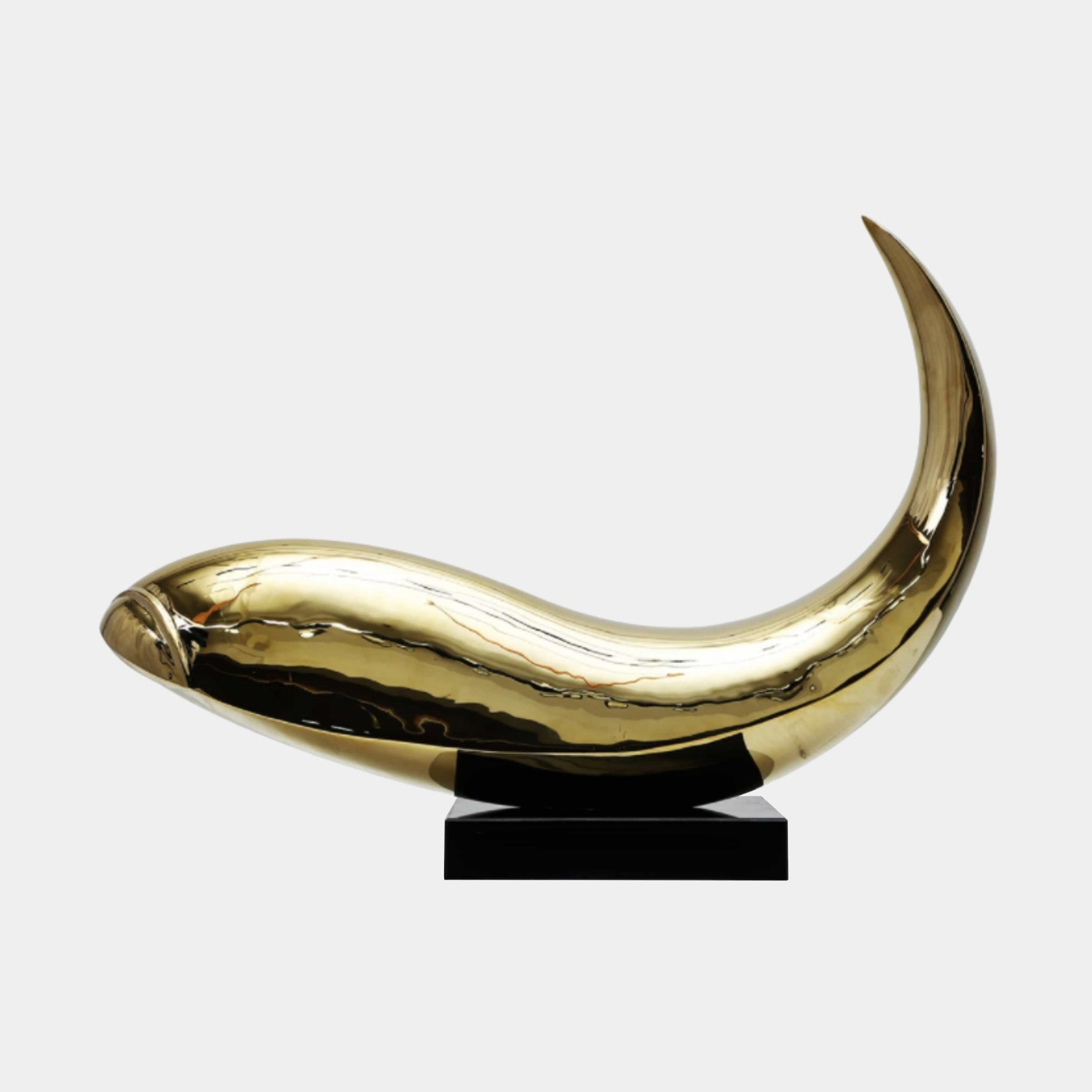 Gold Crescent Stainless Steel Sculpture - 85cm