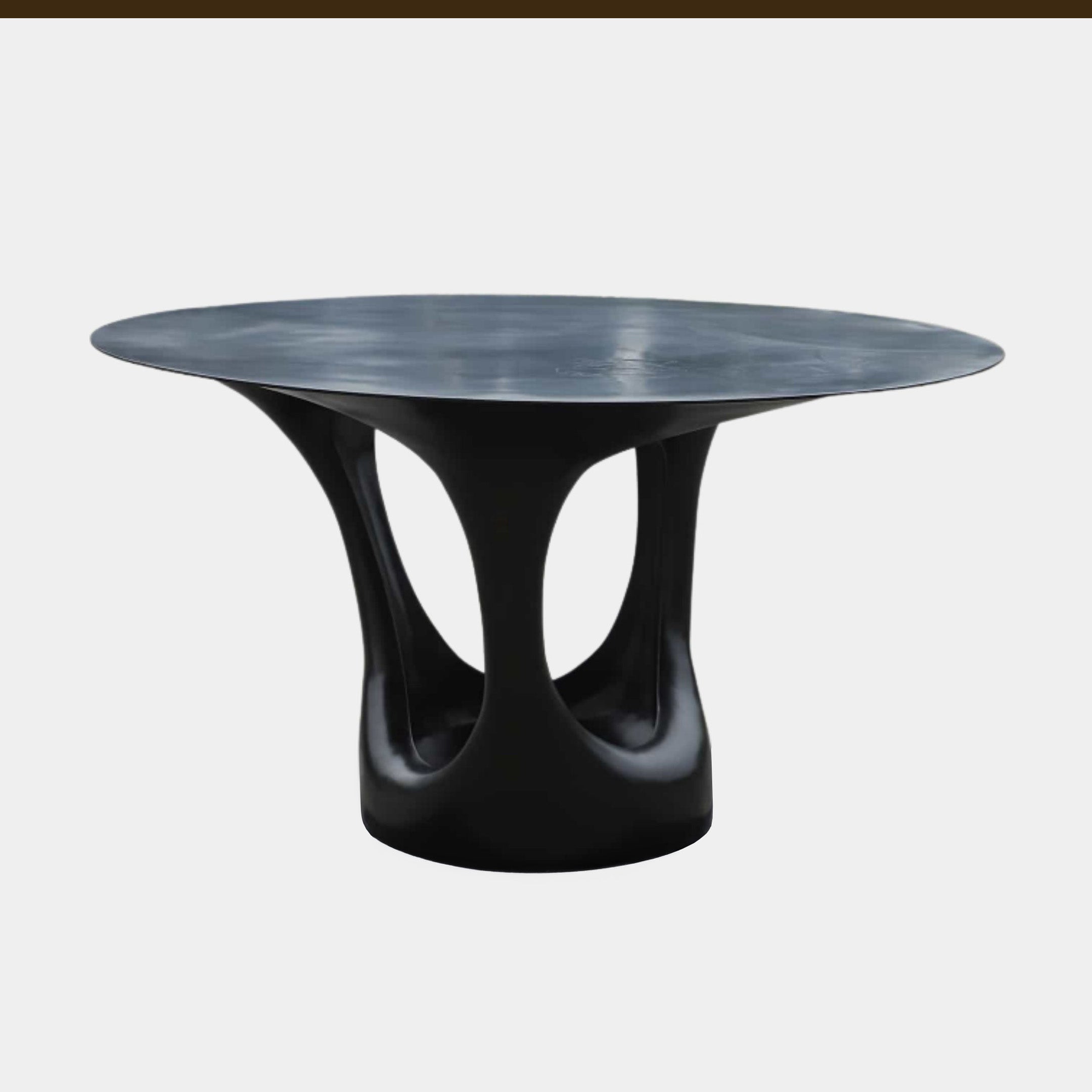 Black Sculptural Pedestal Table Stainless Steel - 130cm