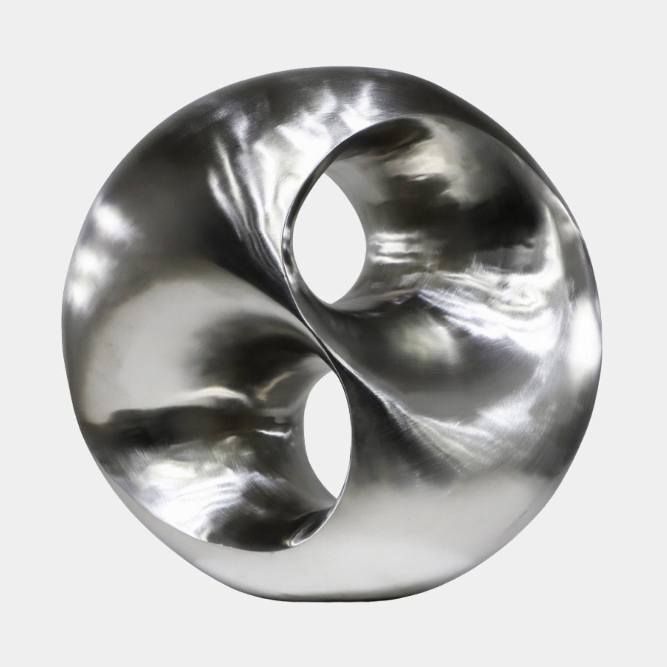 Silver Abstract Tri-Lobe Spinning Form Stainless Steel Sculpture - 65cm