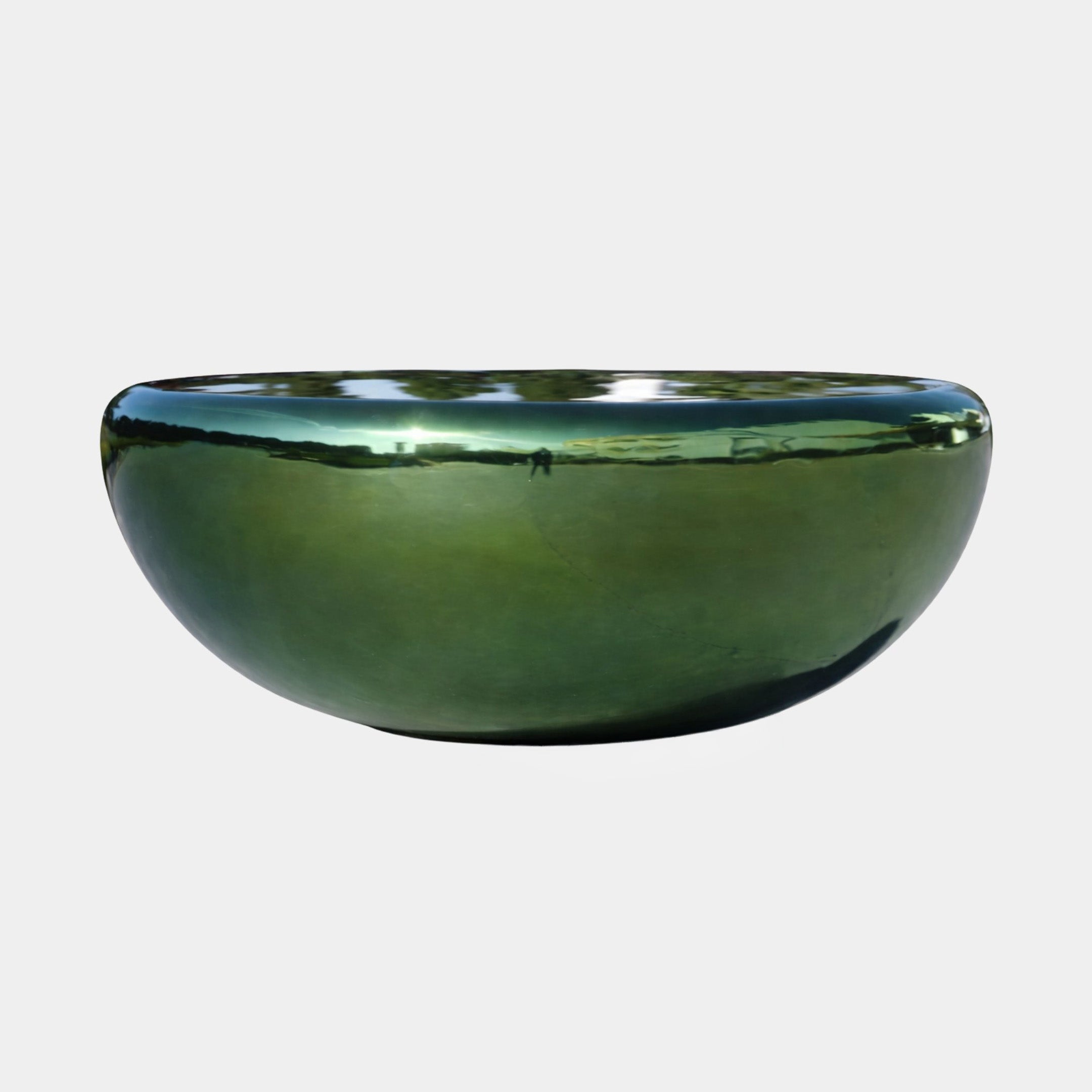 Green and Bronze Polished Bowl Stainless Steel Sculpture - 100cm