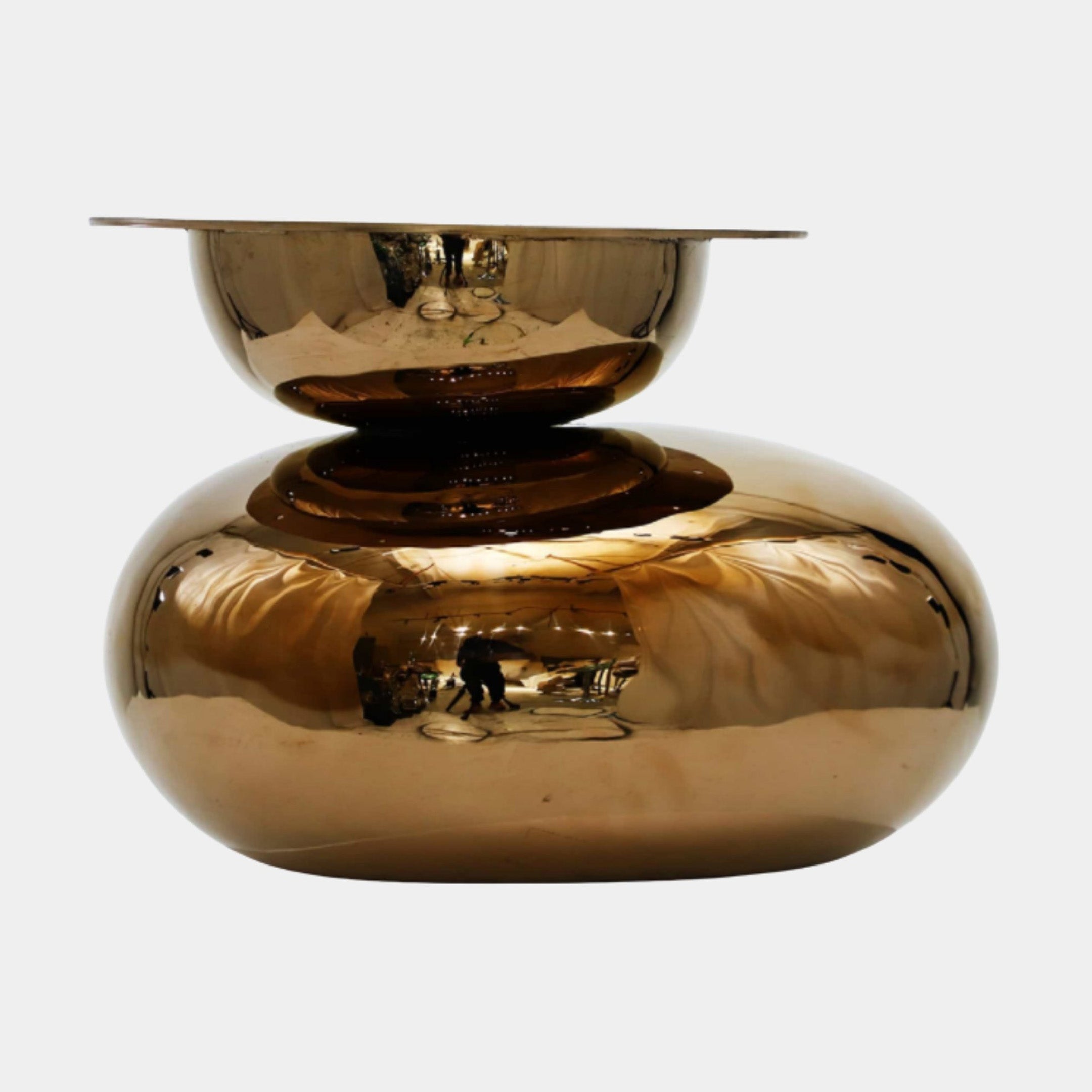 Gold Stacked Gourd Form Stainless Steel Sculpture - 50cm