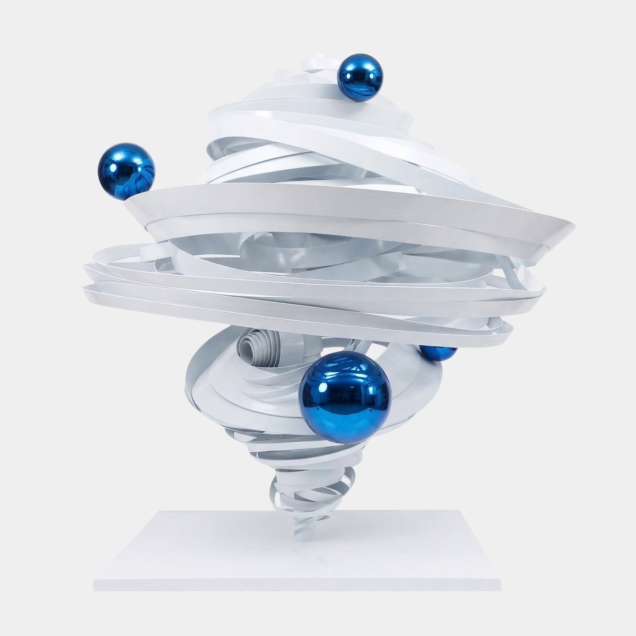 White Abstract Tornado Spiral Stainless Steel Sculpture - 242cm