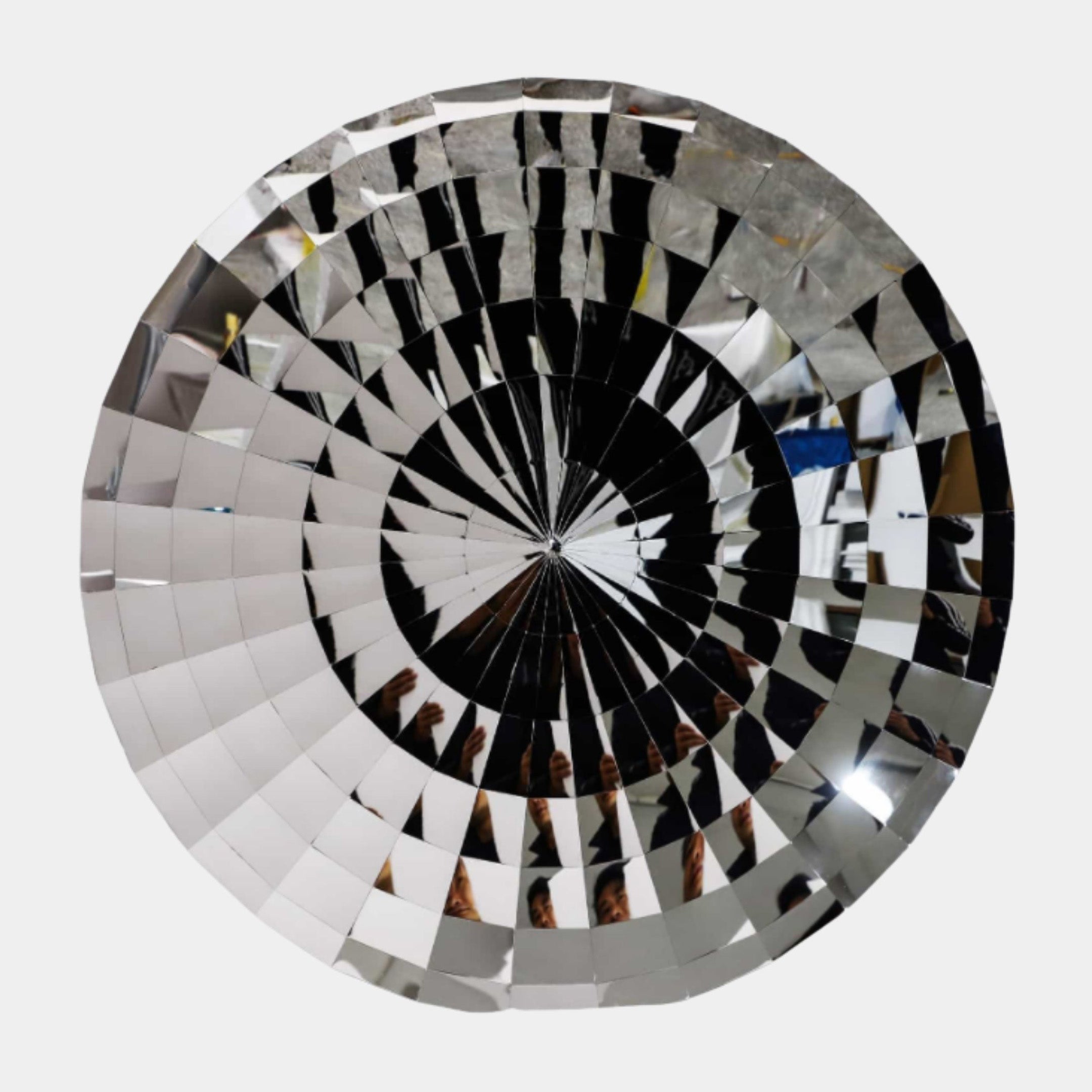 Silver Faceted Mirror Disc Stainless Steel Sculpture - 150cm