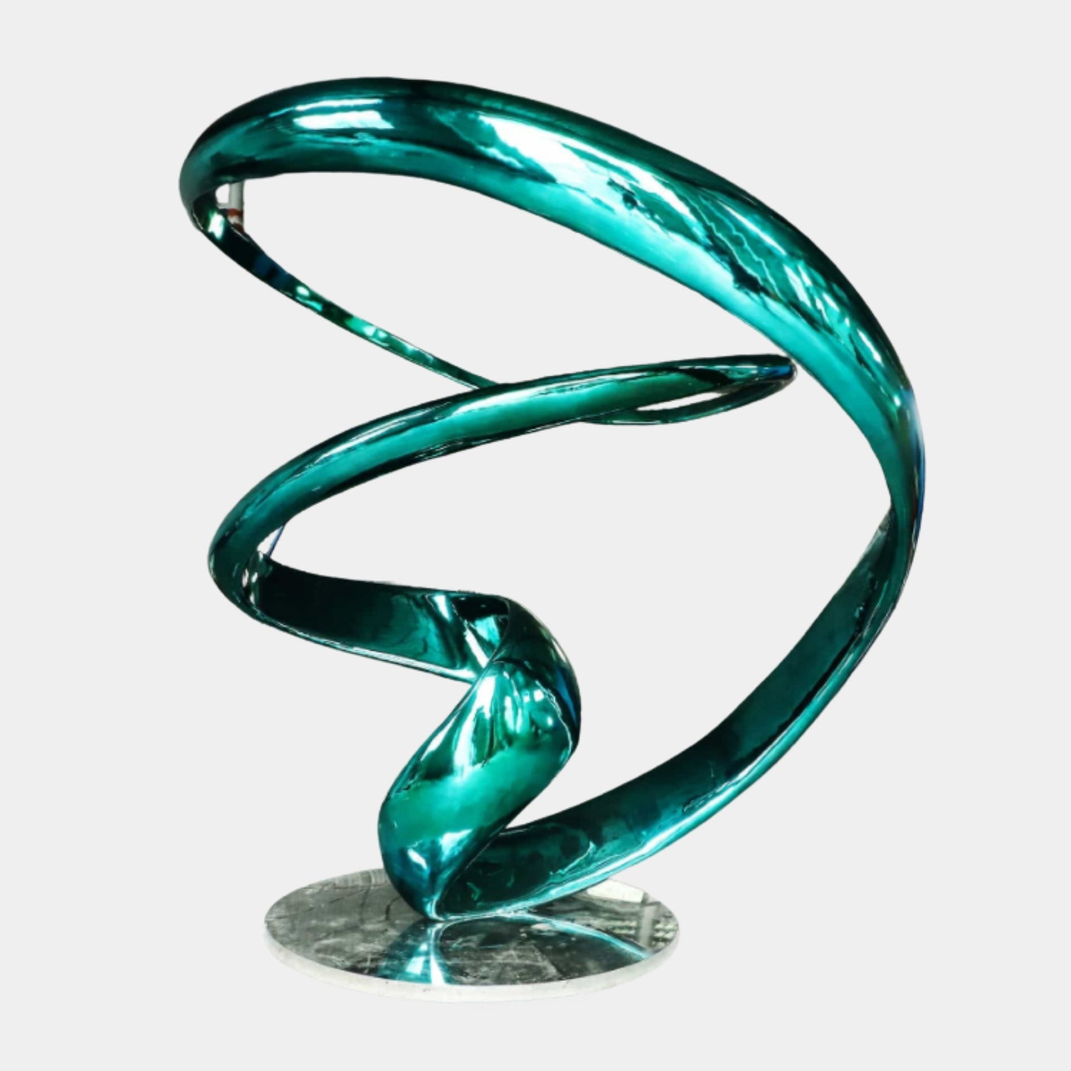 Green Abstract Flowing Ribbon Stainless Steel Sculpture - 280cm