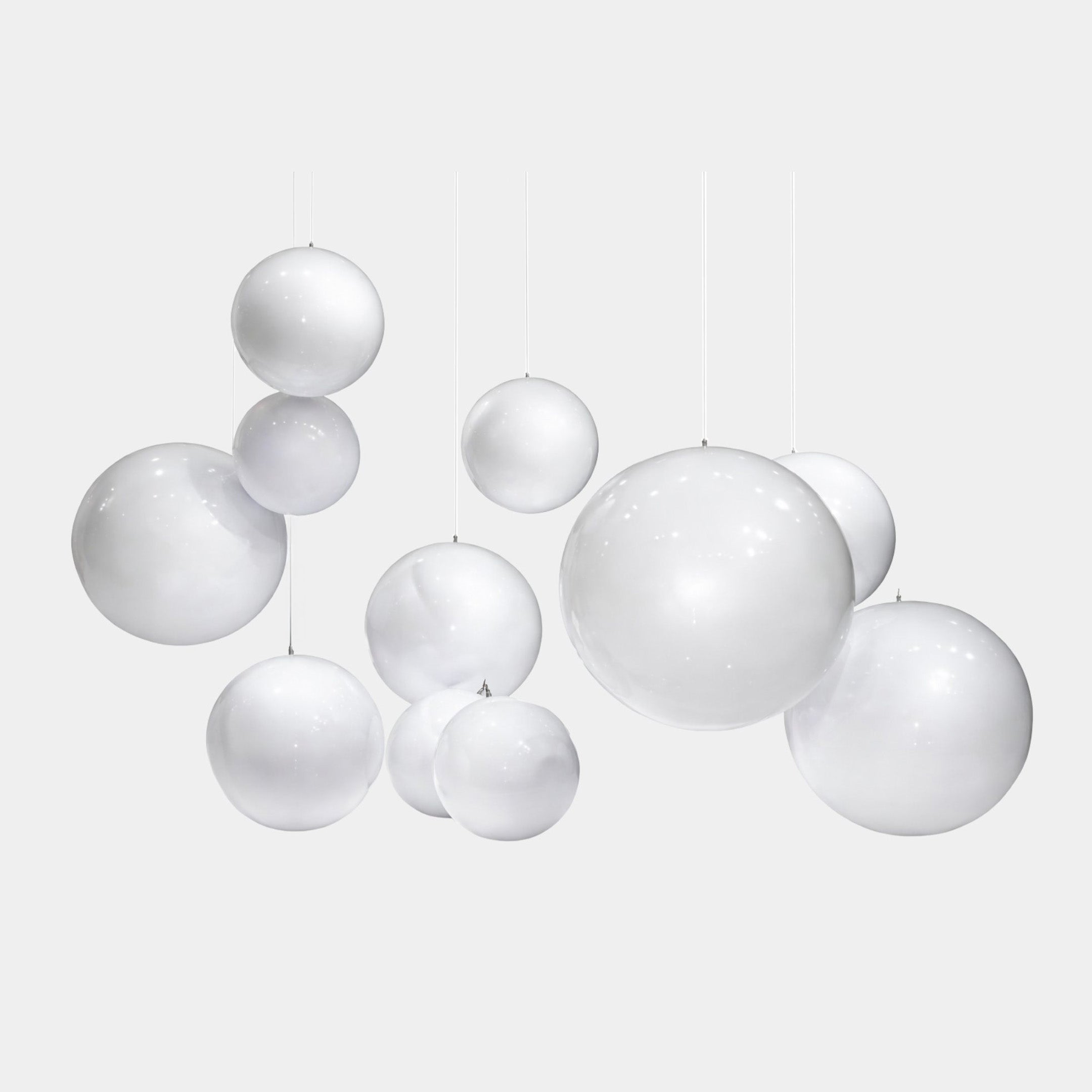 White Abstract Sphere Hanging Stainless Steel Sculpture - 60–100cm