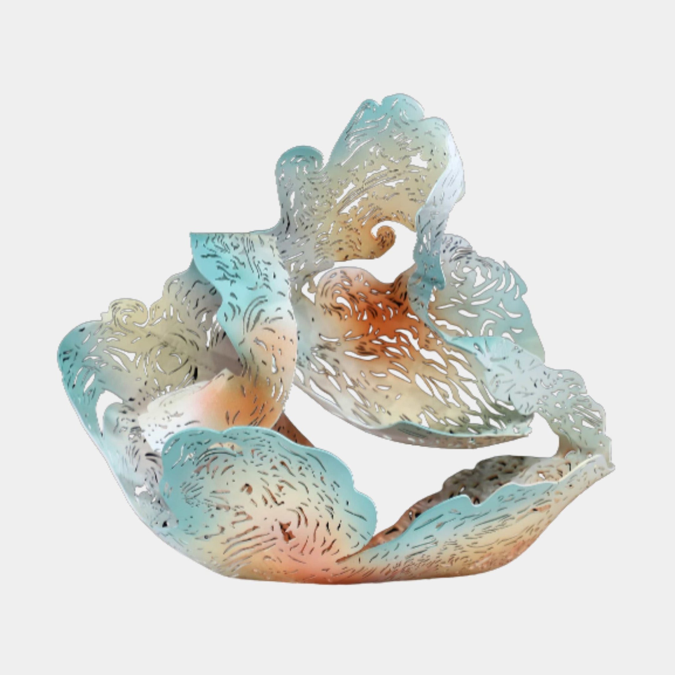 Multi-Colour Abstract Ocean Wave Stainless Steel Sculpture - 55cm
