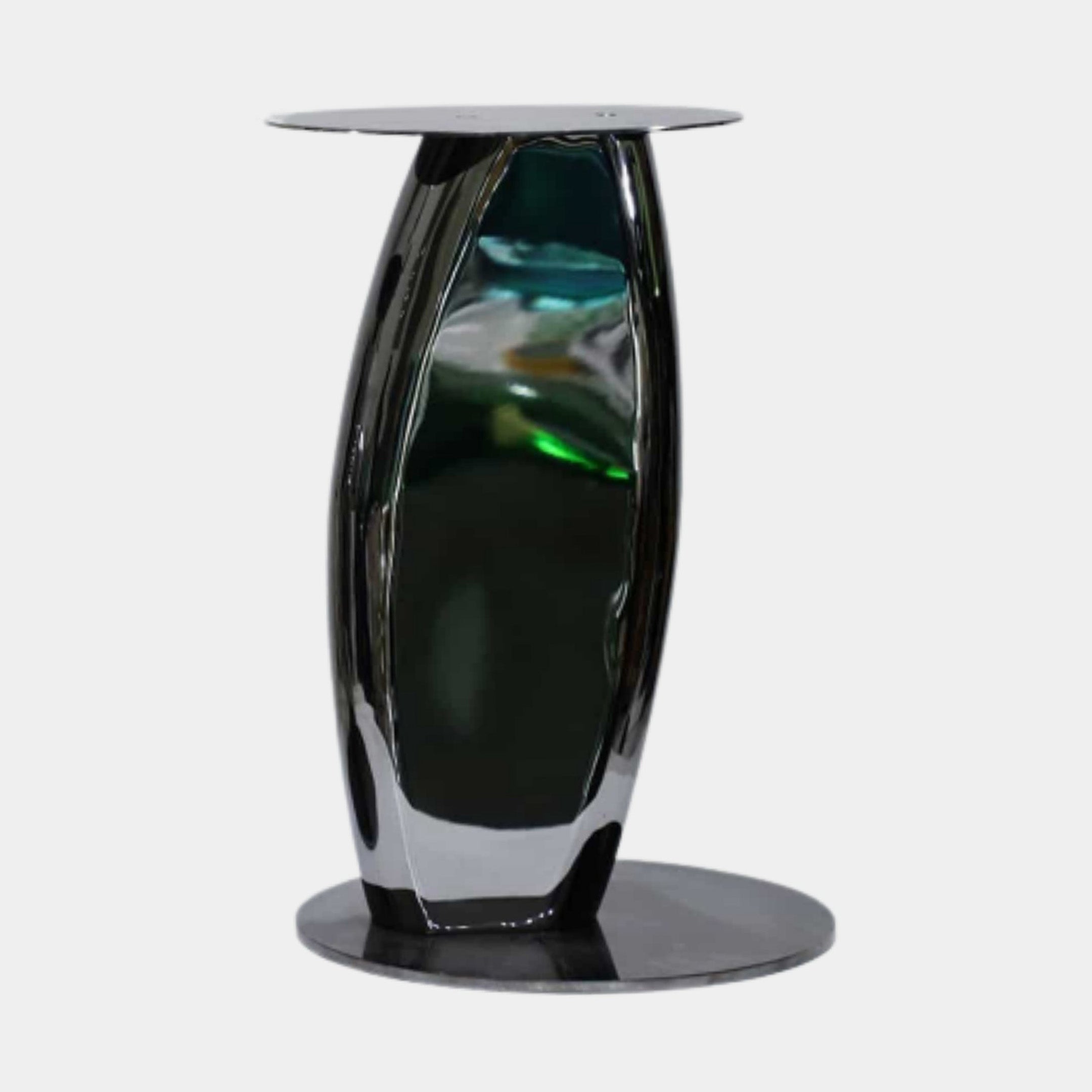 Green Lens Form Stainless Steel Sculpture - 50cm