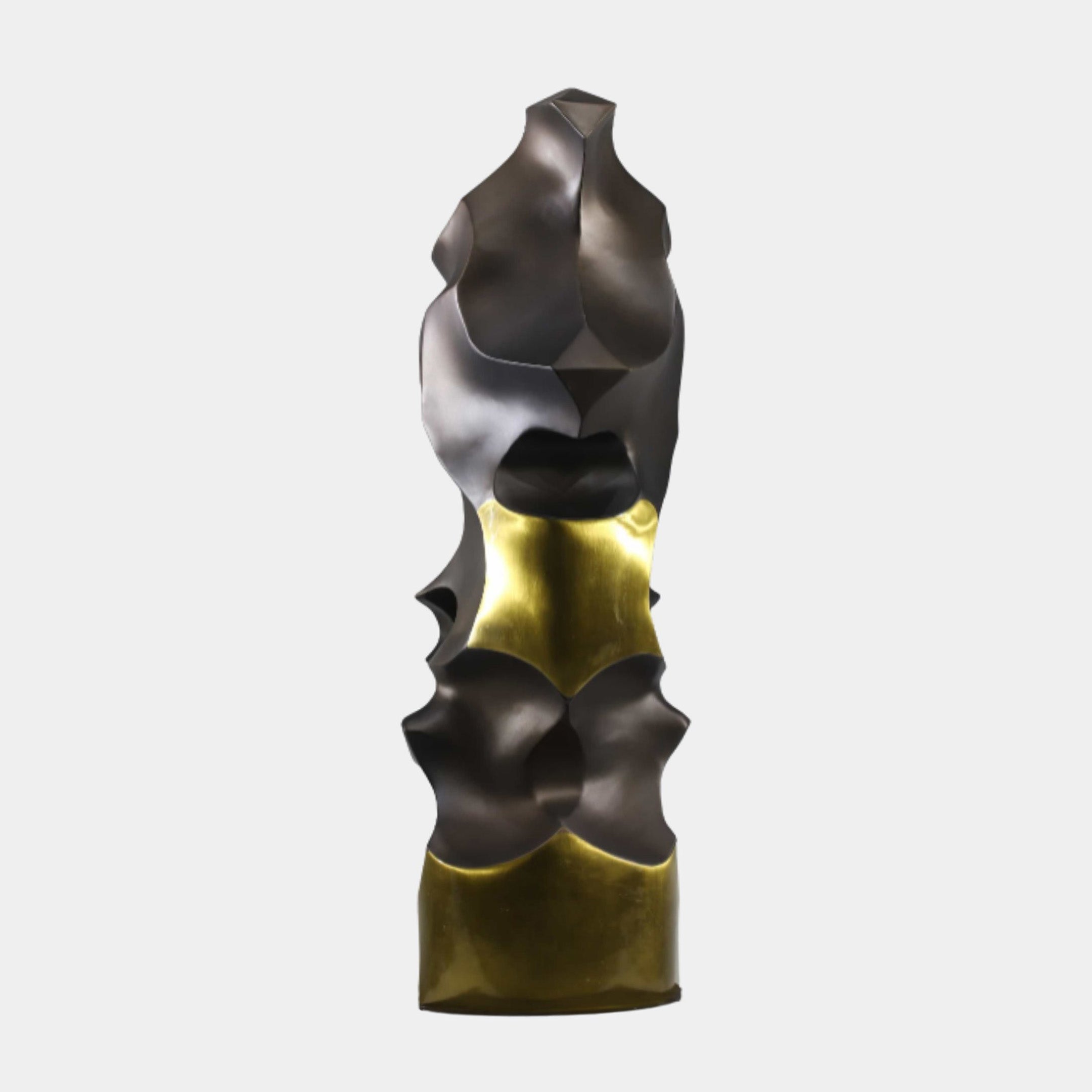 Gold Lobed Stack Stainless Steel Sculpture - 83cm
